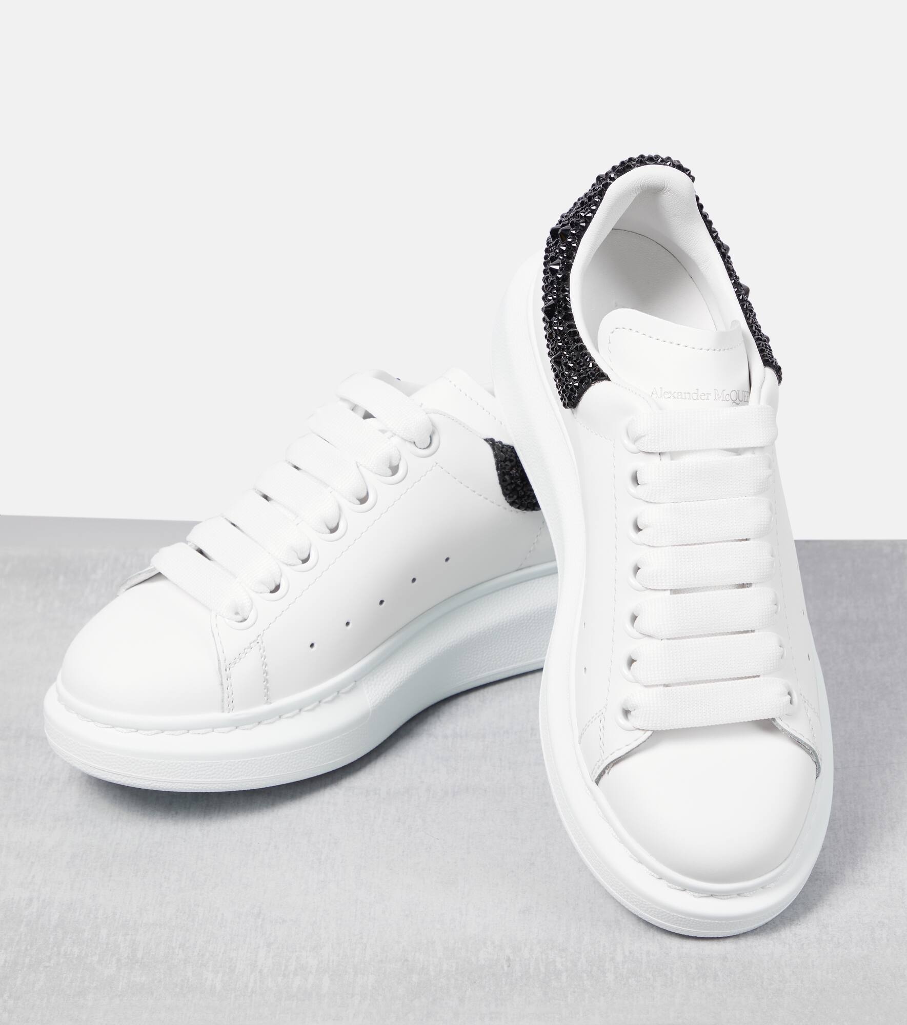 Oversized embellished leather sneakers - 5