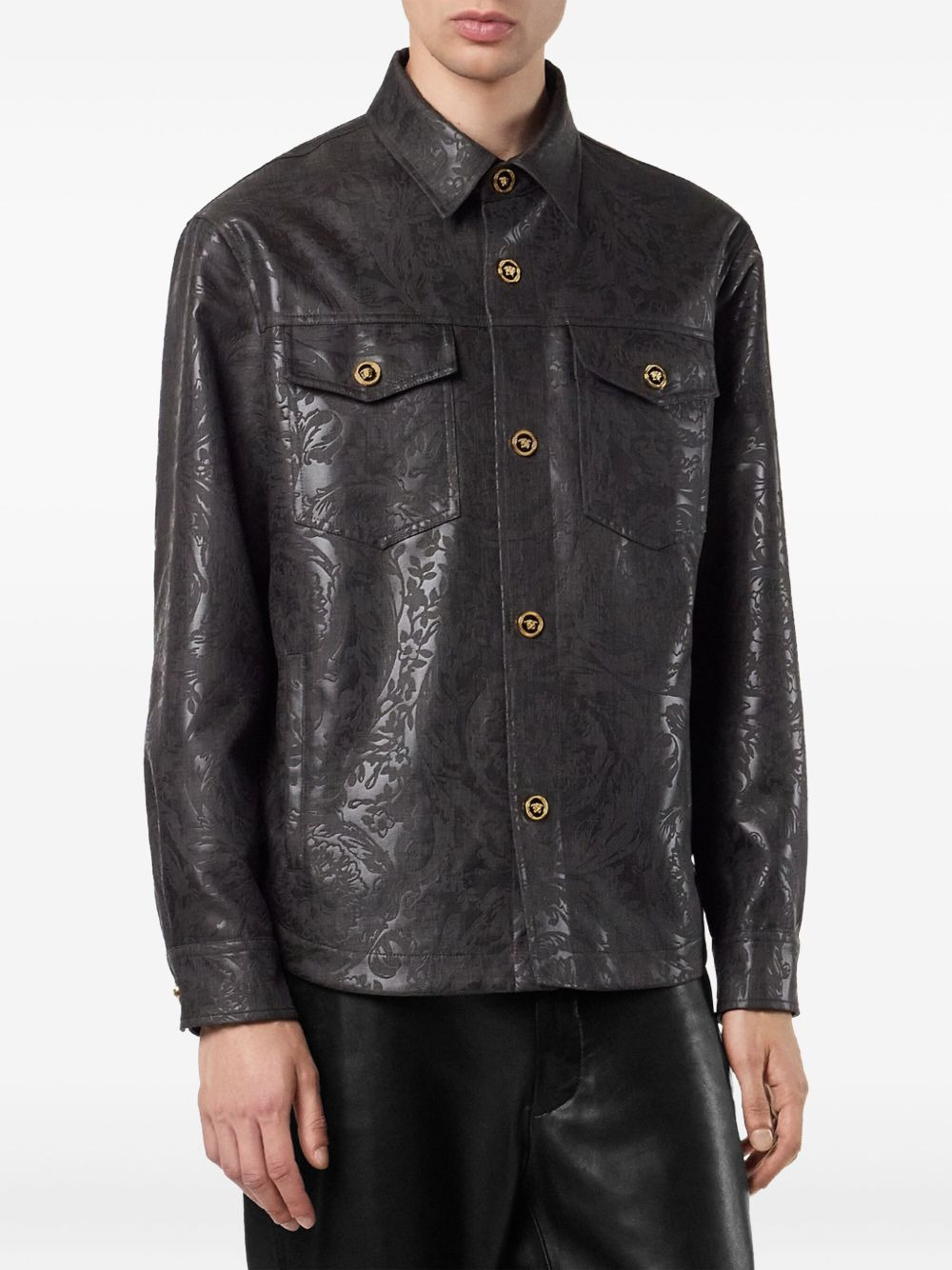 Barocco embossed shirt jacket - 3