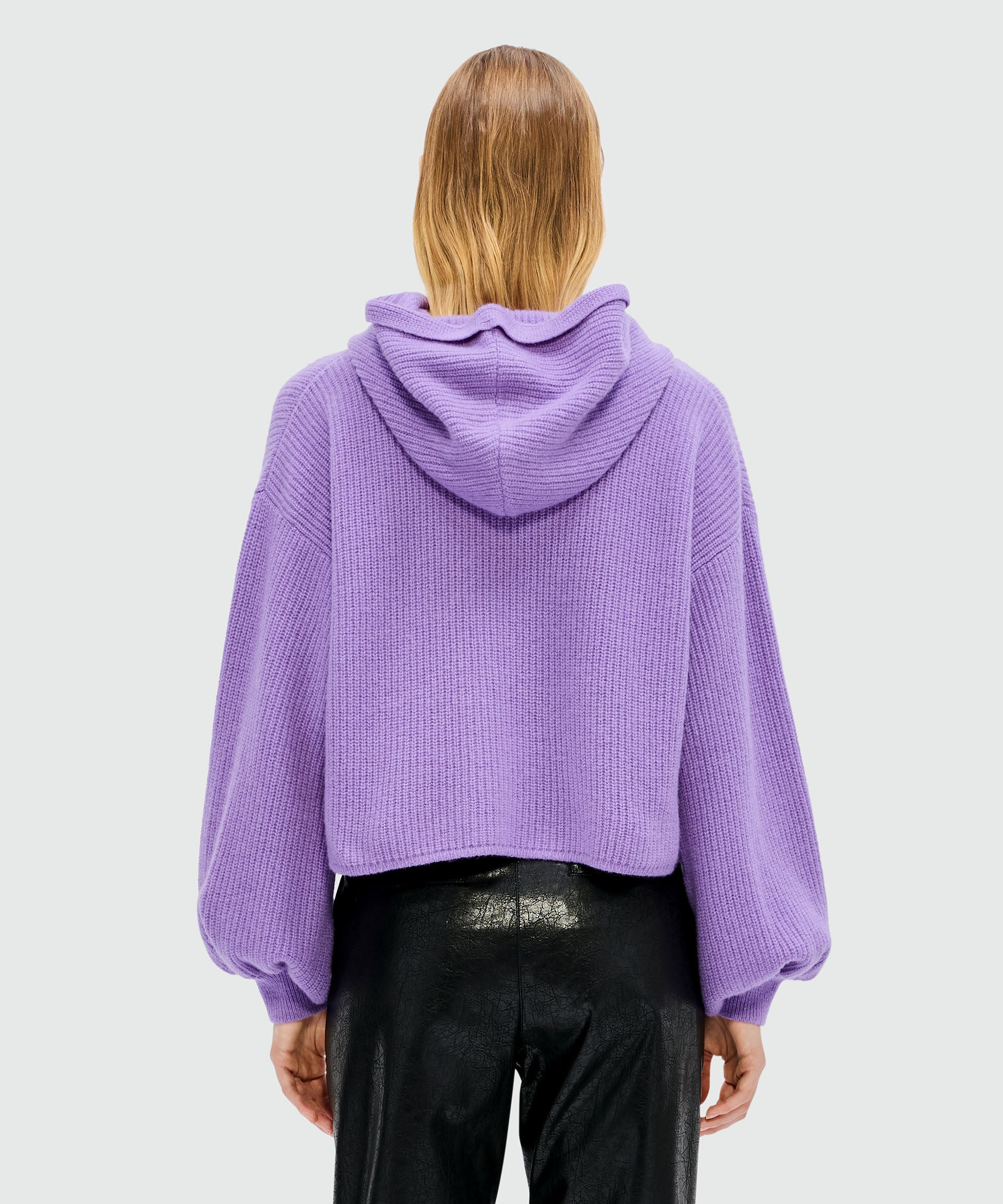 Purple cashmere blend hooded sweater with MSGM logo - 3