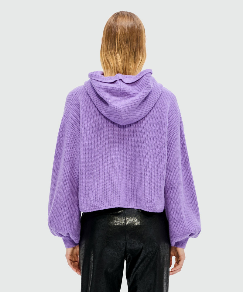 Purple cashmere blend hooded sweater with MSGM logo 3