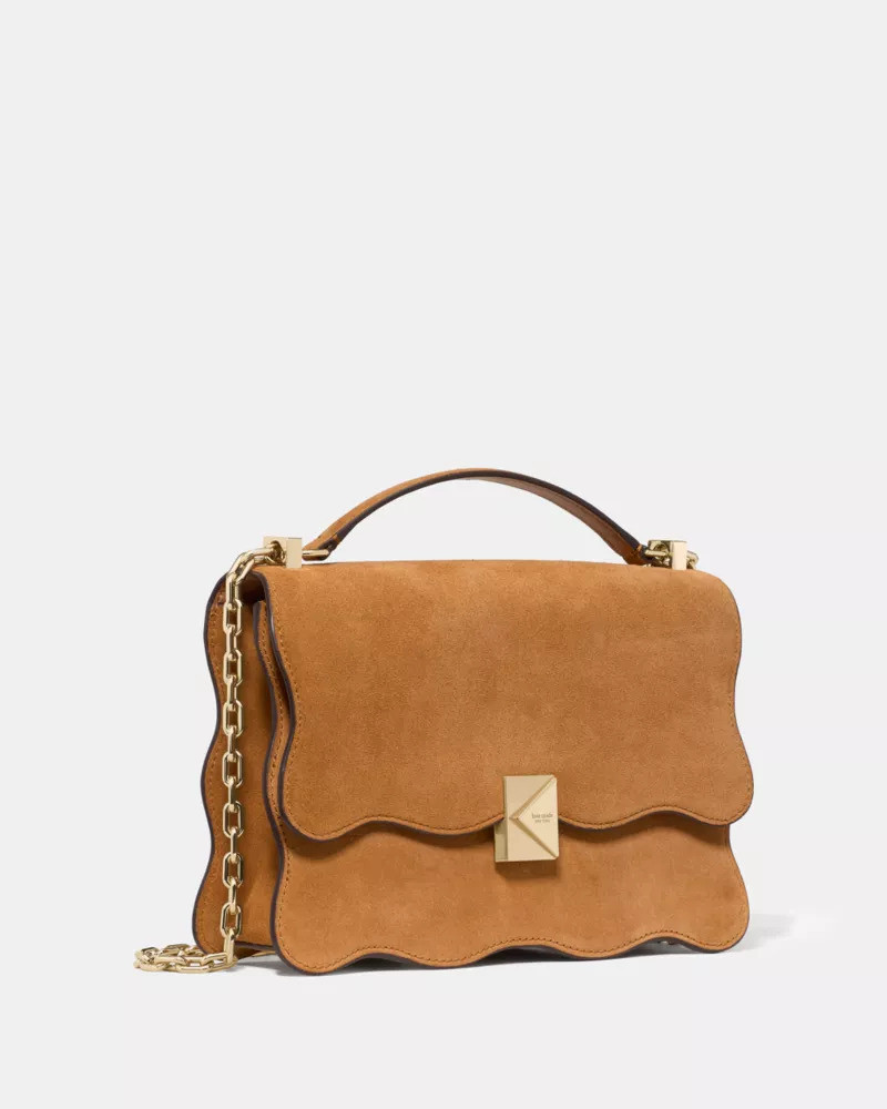 Deco Wavy Suede Chain Shoulder Bag 4