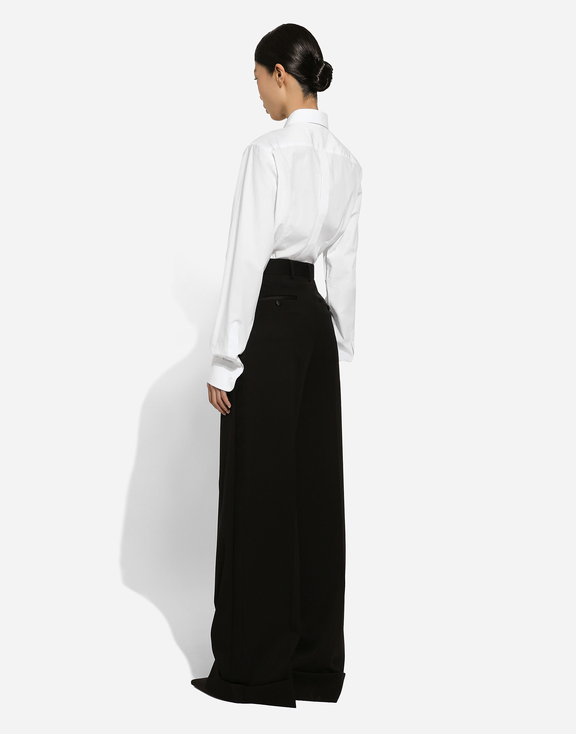 Cotton tuxedo shirt with piqué shirt front - 4