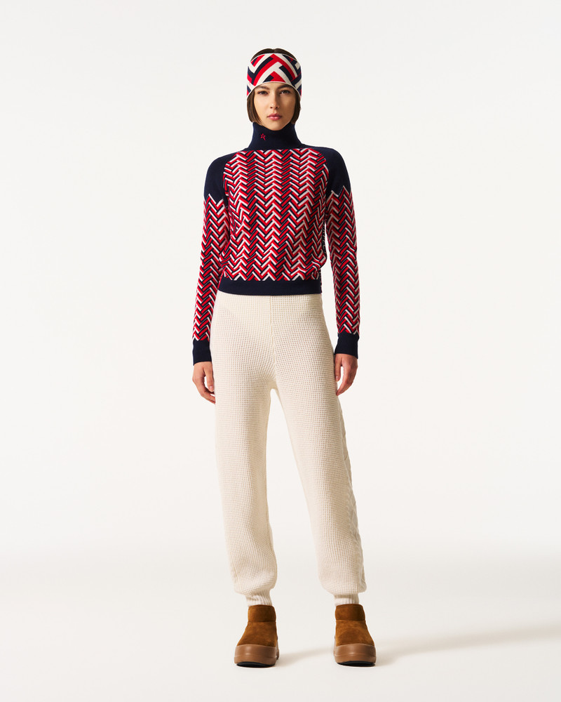 PERFECT MOMENT Chunky Chevron Merino Wool Turtleneck Sweater outlook