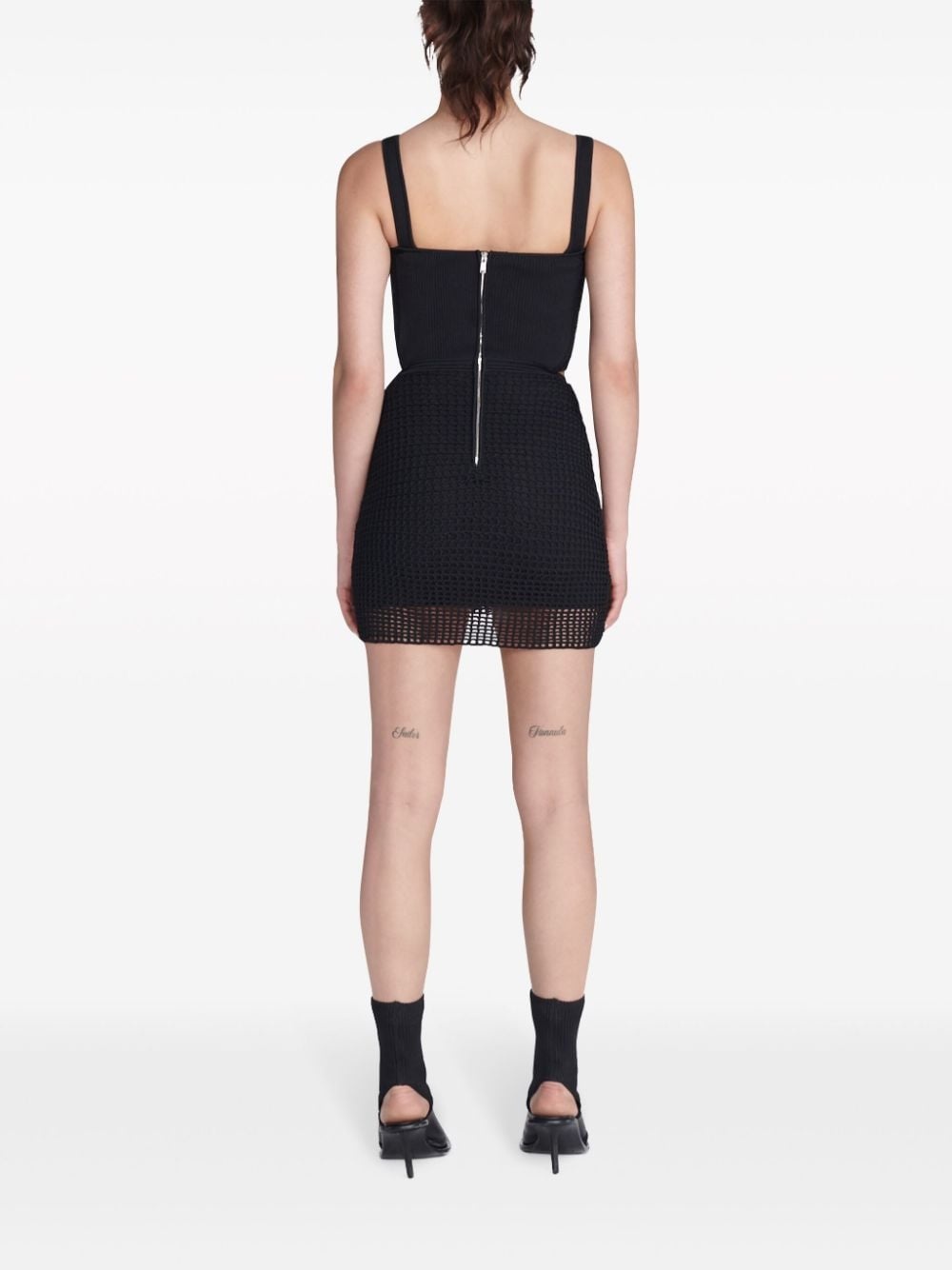 corset-style crochet-knit minidress - 4