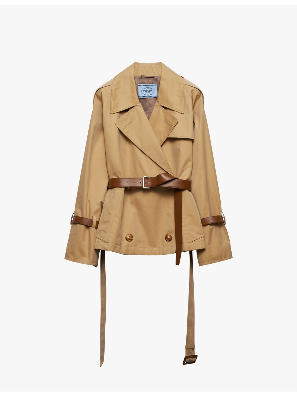 Twill-weave belted cotton trench coat - 1