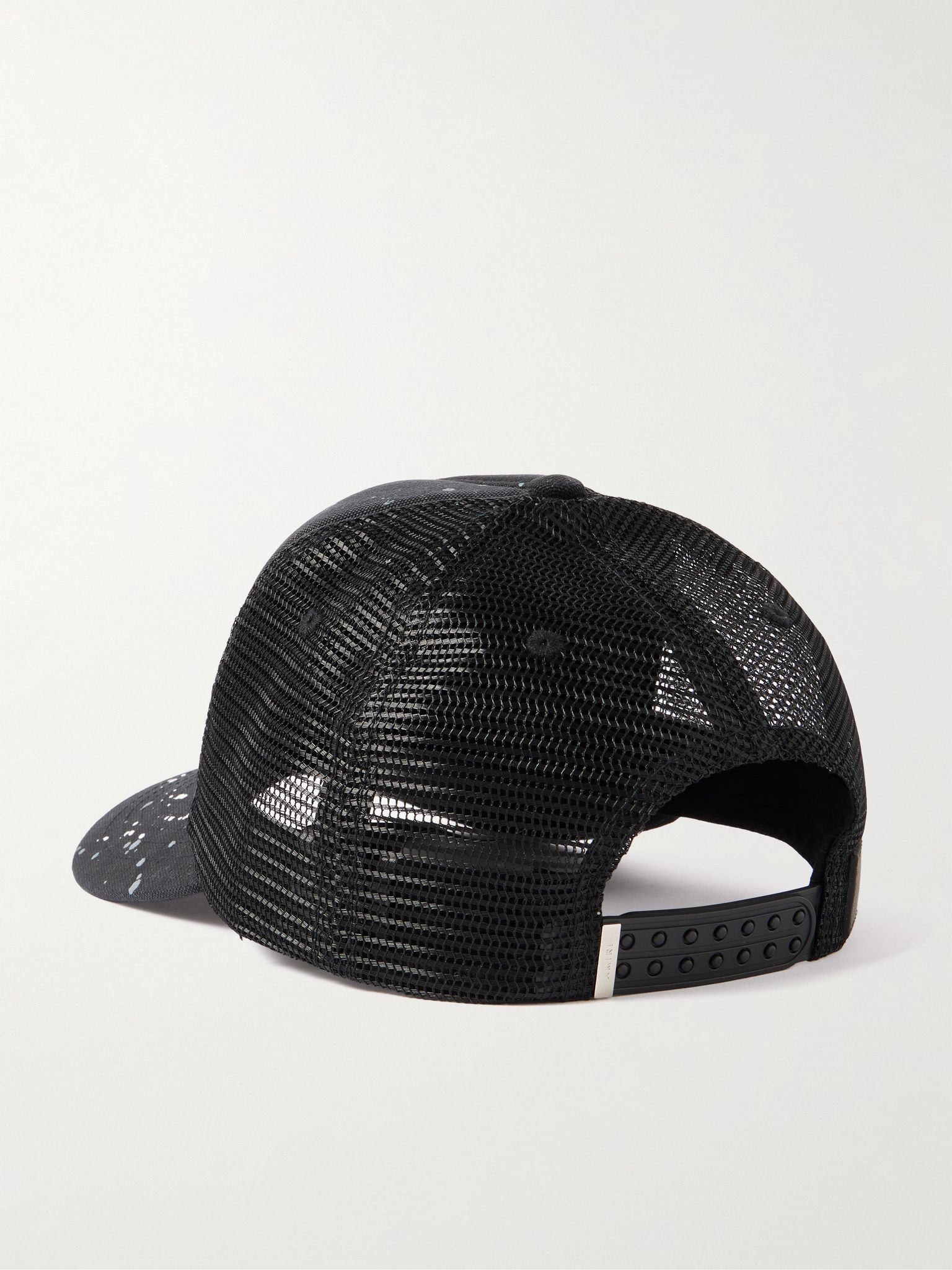 Paint-Splattered Printed Padded Cotton-Canvas and Mesh Trucker Cap Black - 3