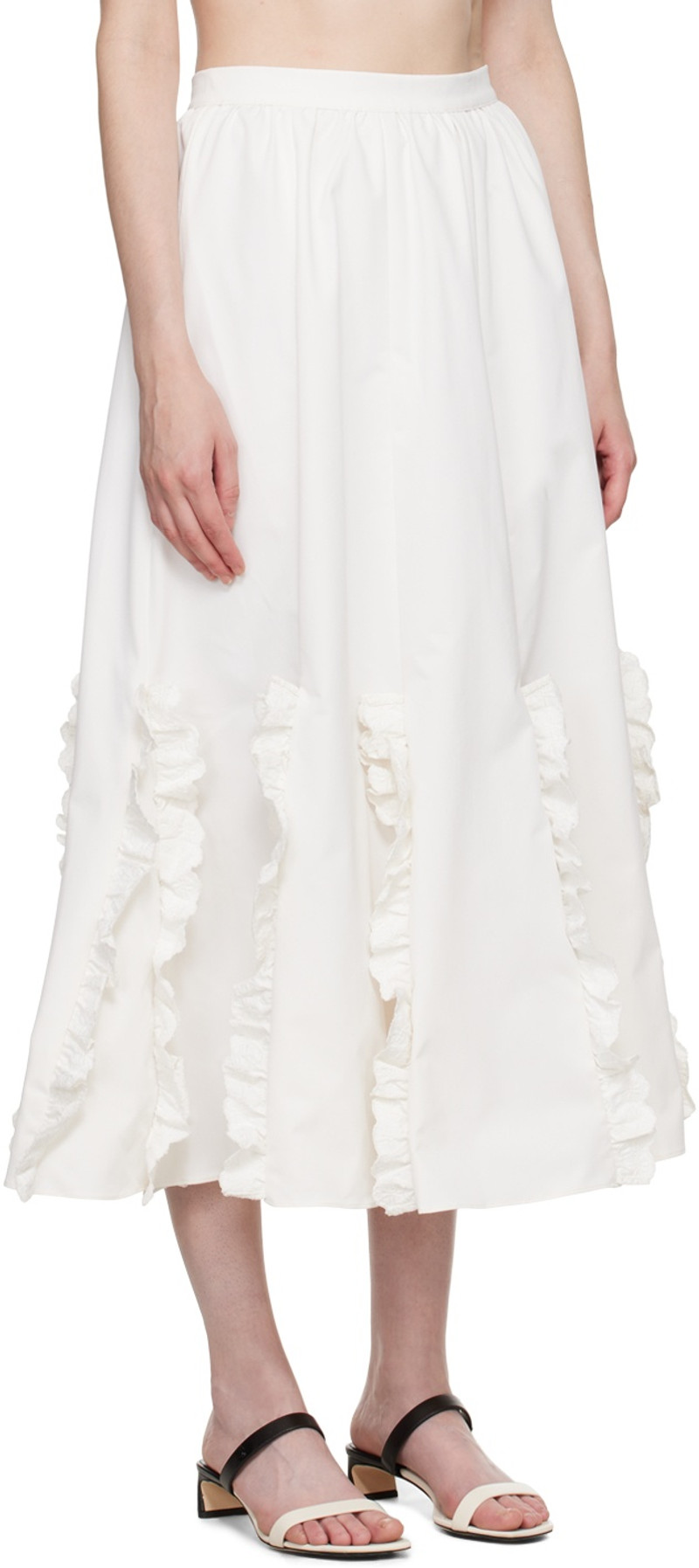 KIKA VARGAS White Lorella Midi Skirt outlook