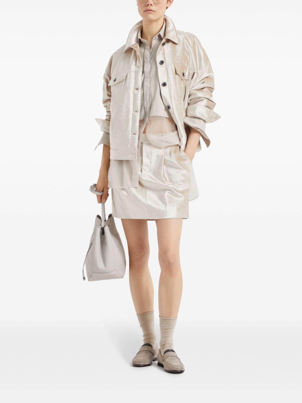 padded pearlescent-finish jacket - 2