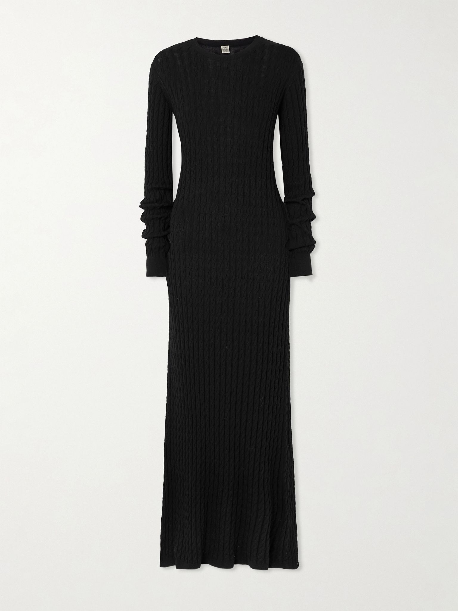 Cable-knit wool maxi dress Black - 1