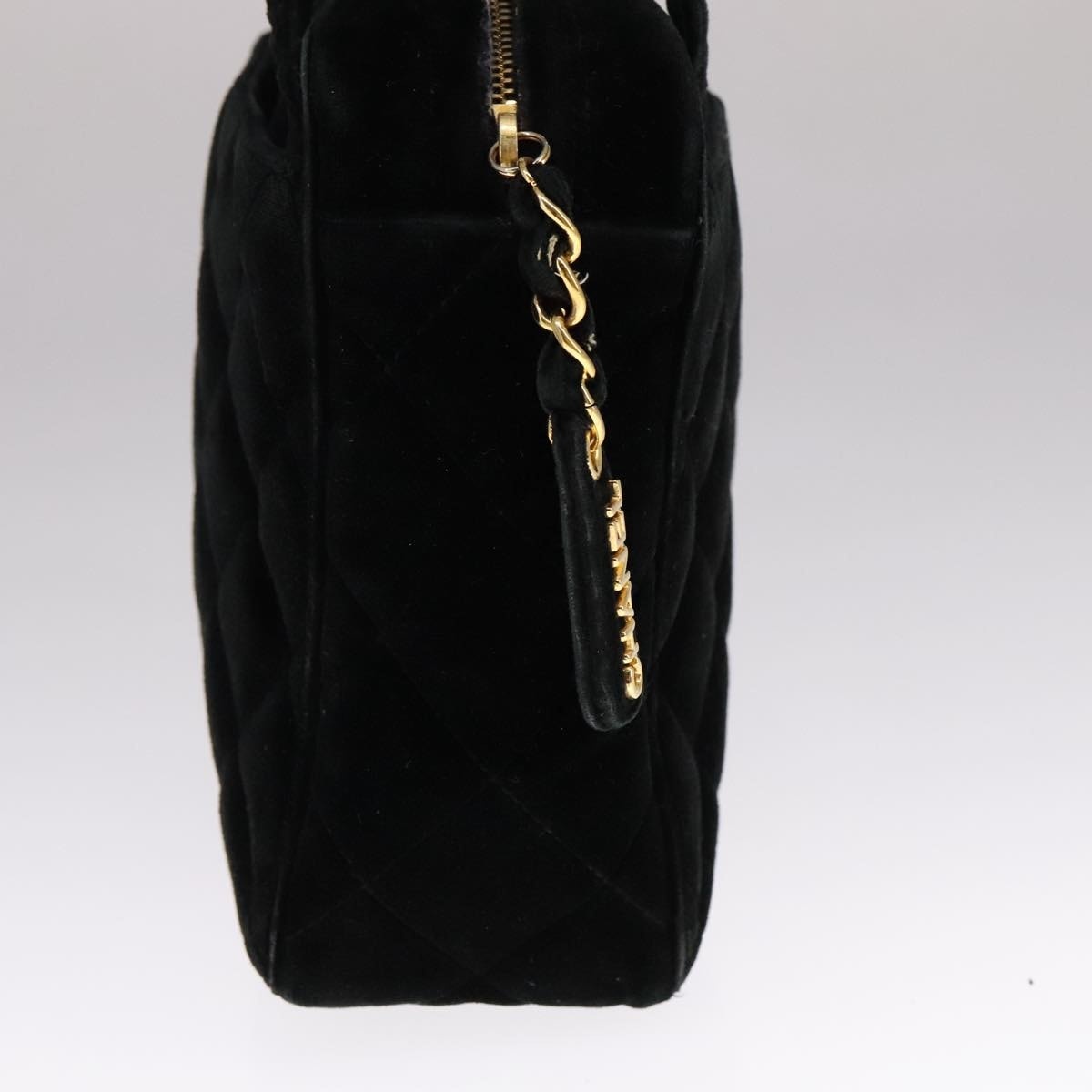 CHANEL Matelasse Hand Bag Suede Black CC - 4