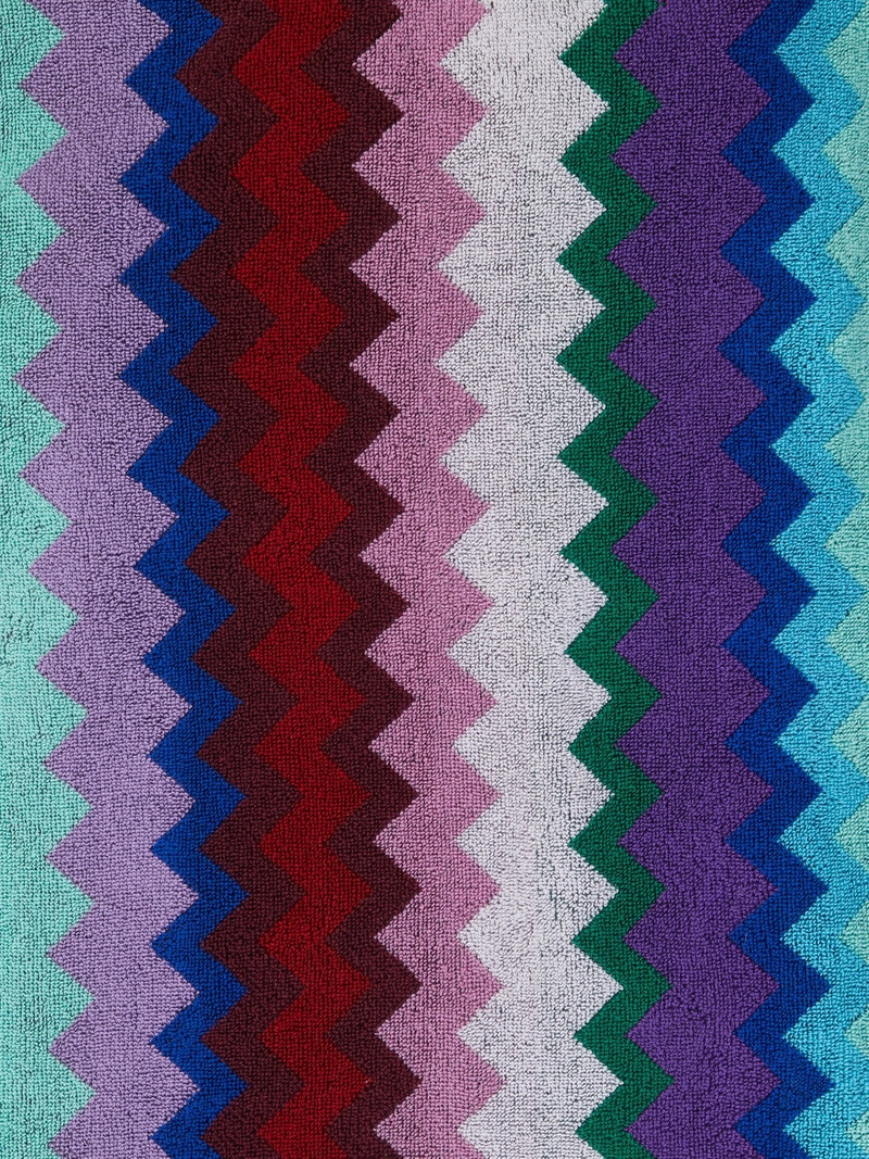 Long Chantal chevron cotton terry hooded bathrobe 4