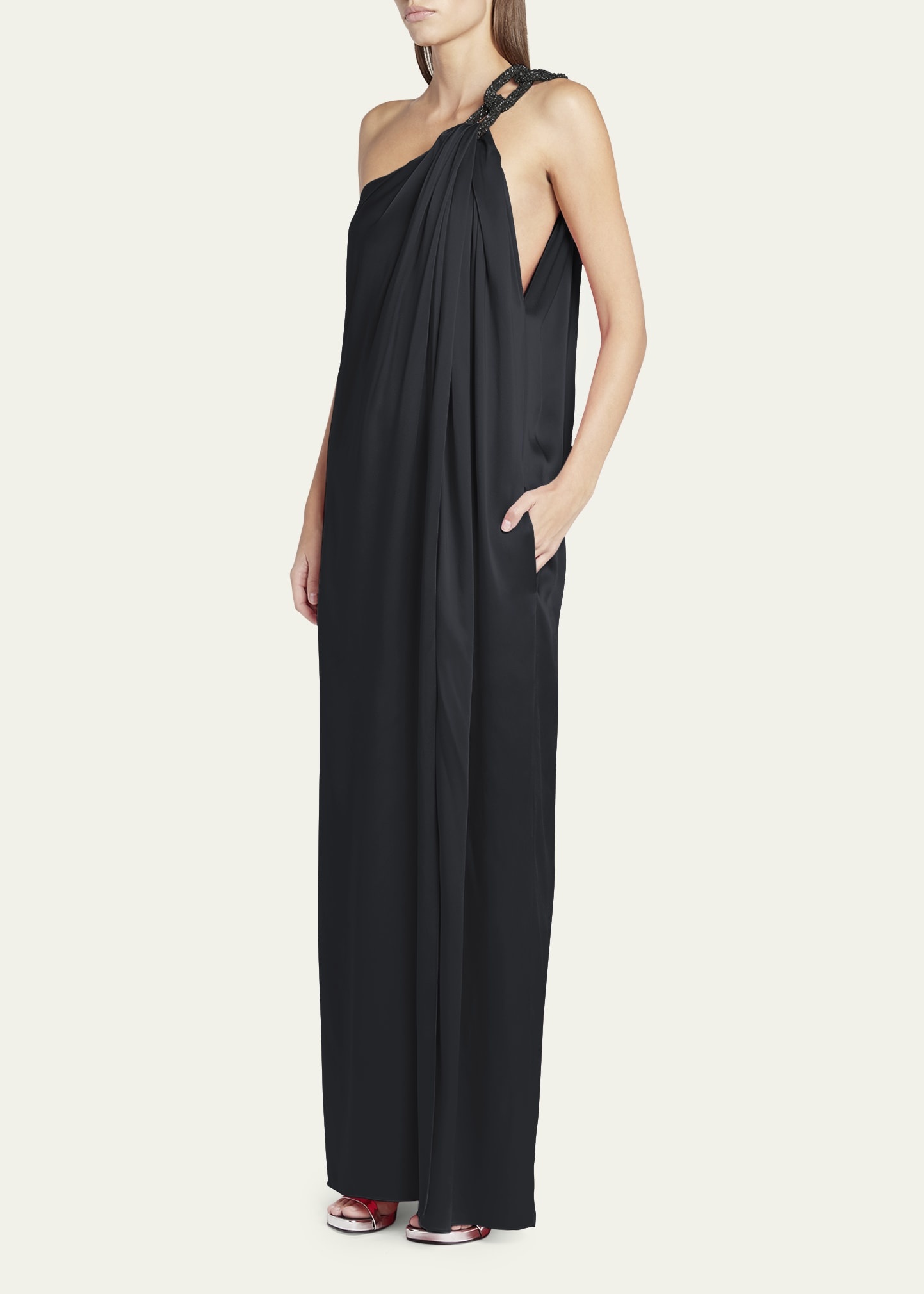 Stella McCartney Falabella One-Shoulder Gown with Crystal