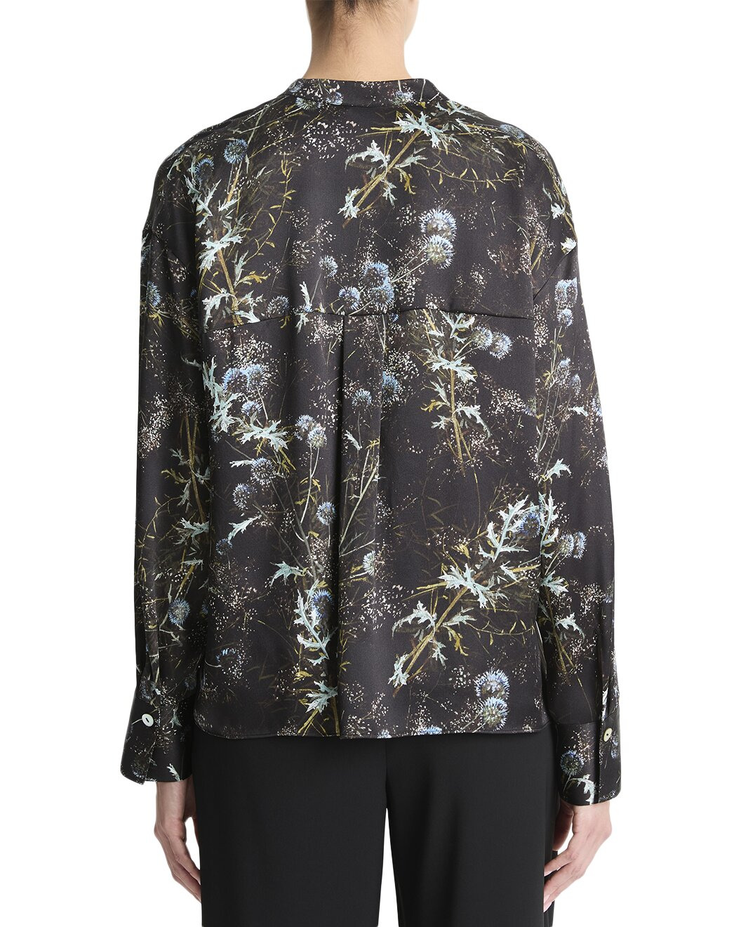 Vince Thistle Draped Collar Silk Blouse - 2