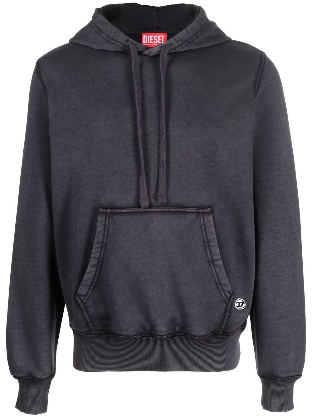 logo-embroidered washed hoodie - 1