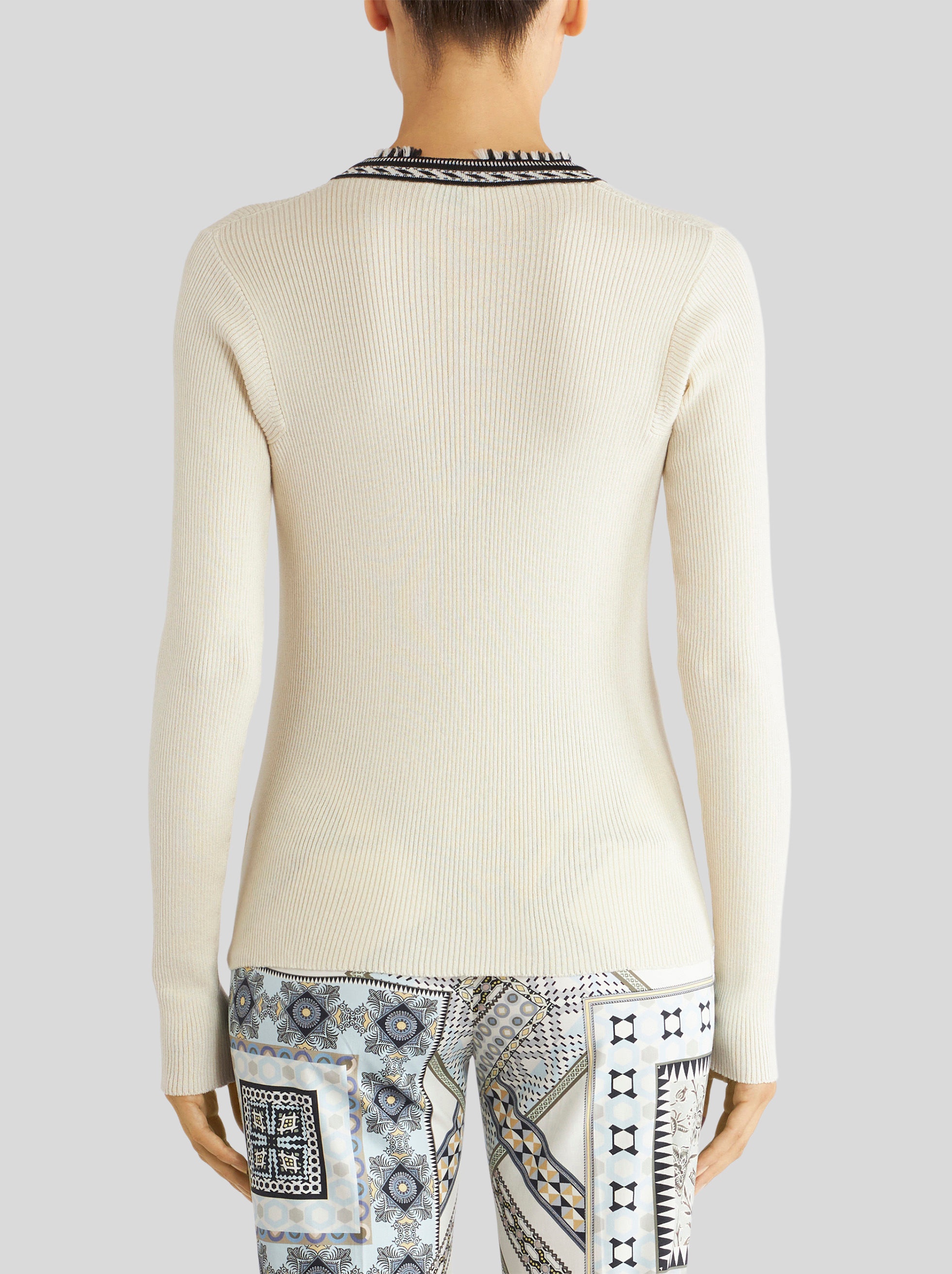 JUMPER WITH GEOMETRIC BORDER AND MICRO FRINGE - 5