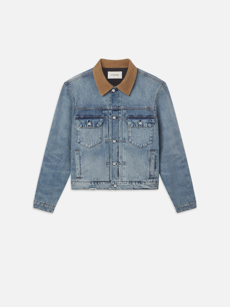 Vintage Denim Jacket in Blue Beach Rips - 1