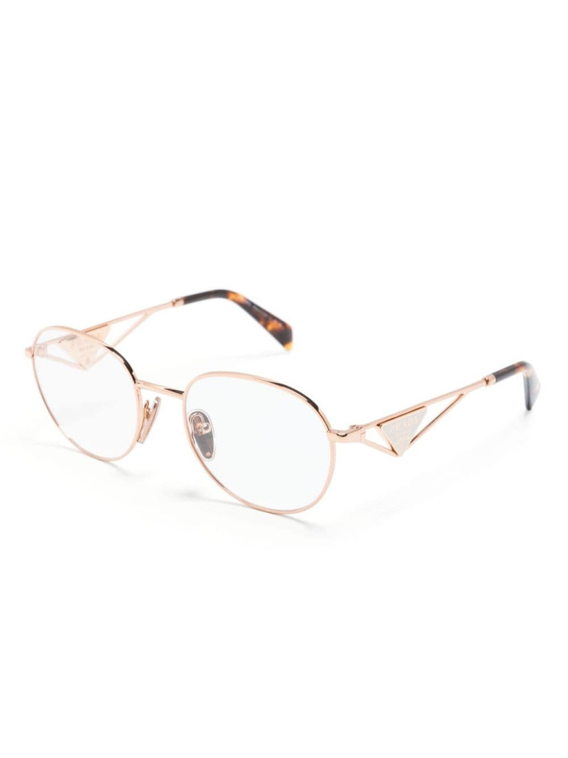 Prada logo-plaque round-frame glasses outlook