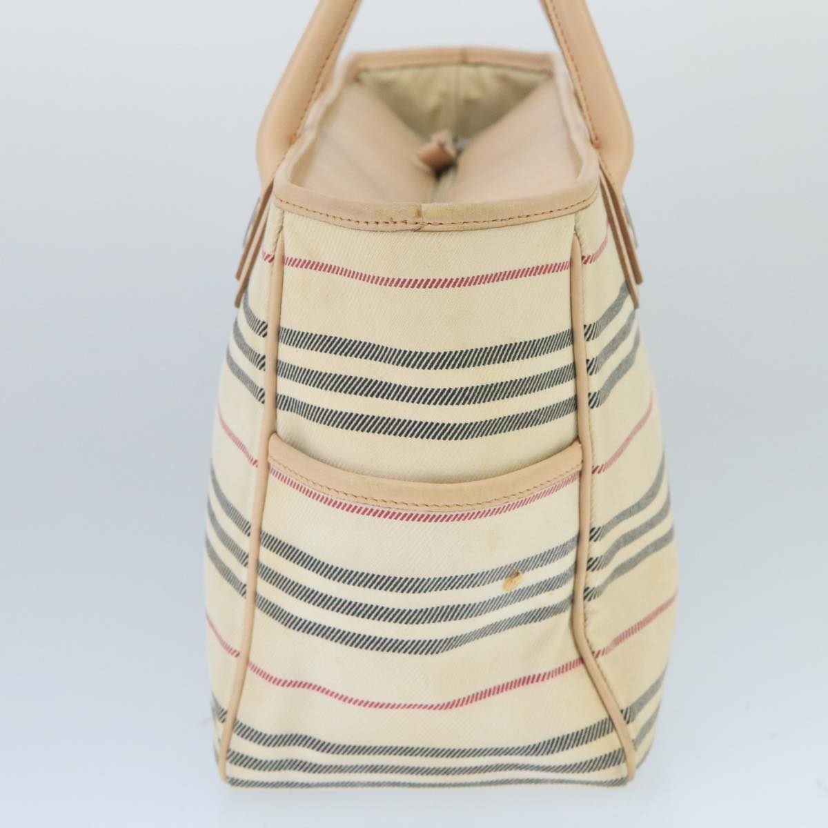 Burberry Tote Bag Canvas Leather Beige Ivory Silver - 3