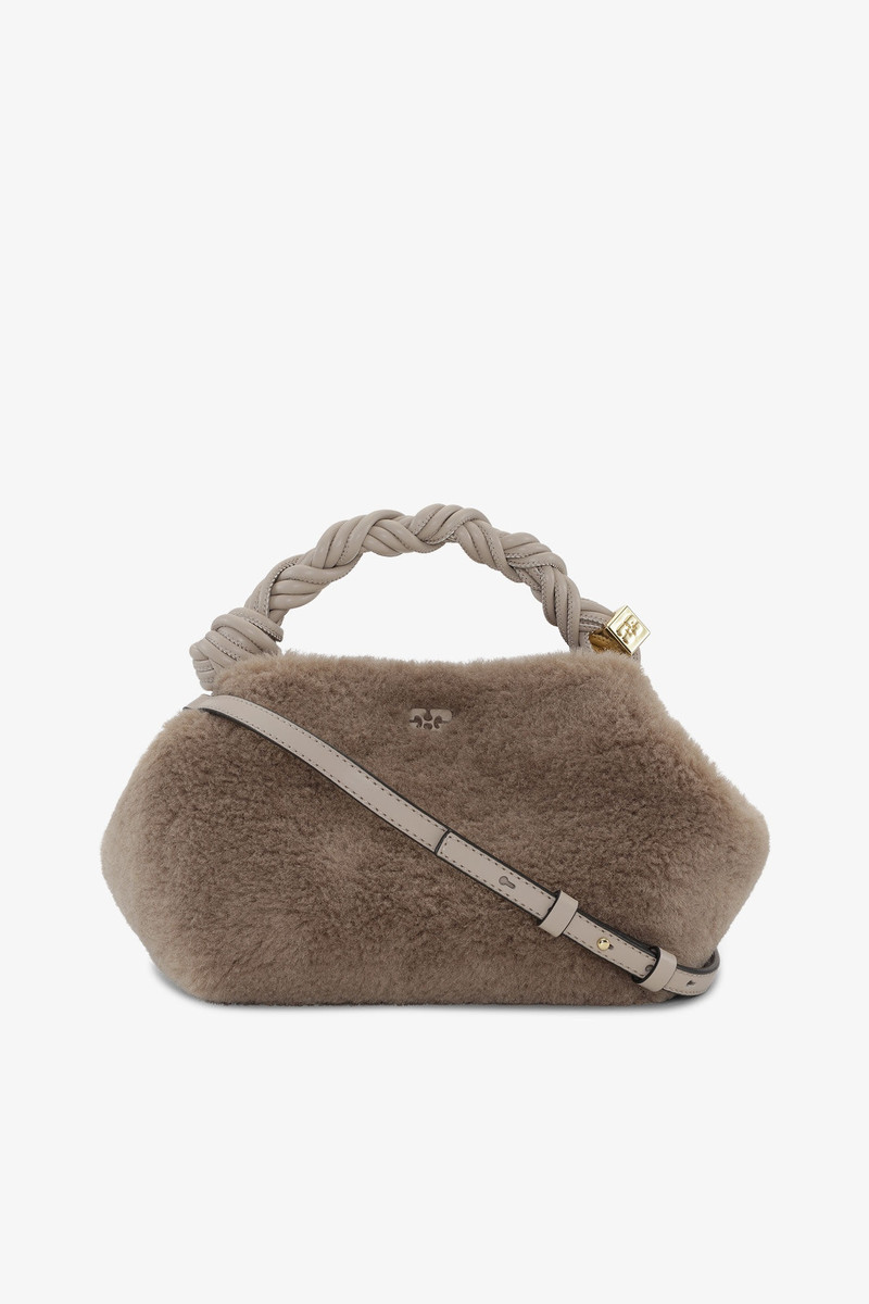 LIGHT GREY FLUFFY SMALL GANNI BOU BAG 3