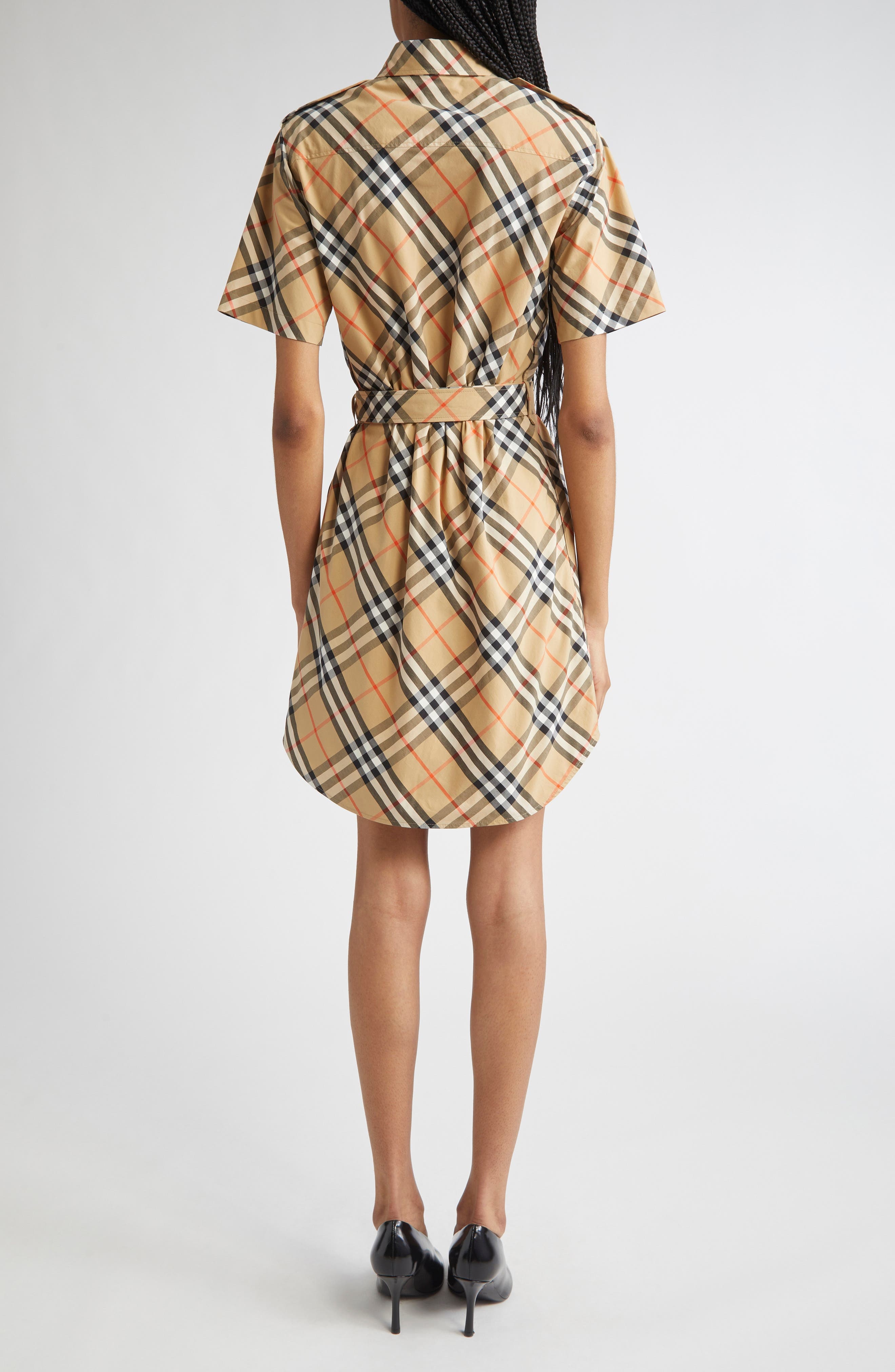 burberry Check Cotton Belted Shirtdress in Sand Ip Check at Nordstrom - 2