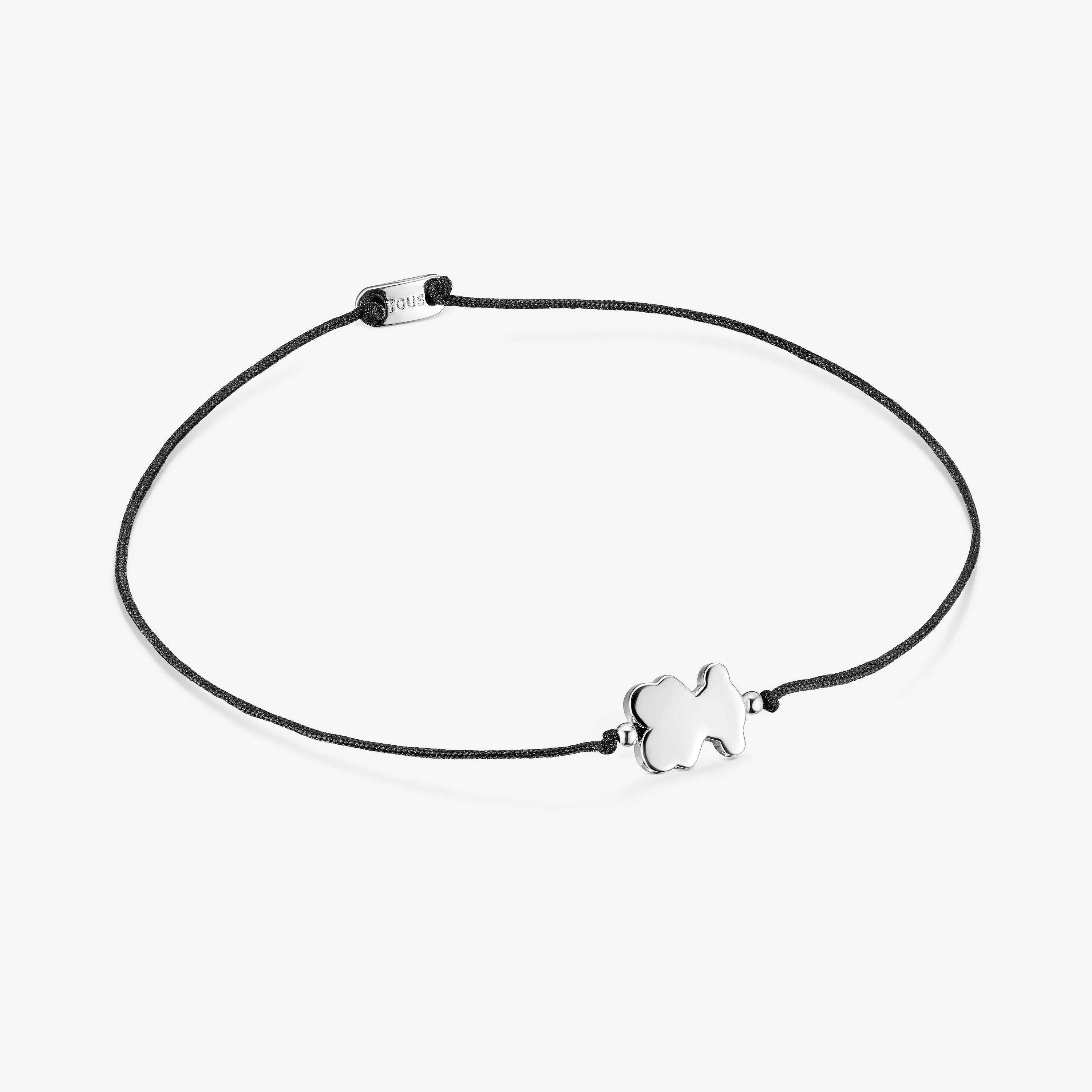 Silver and nylon Bracelet with bear charm Sweet Dolls - 1