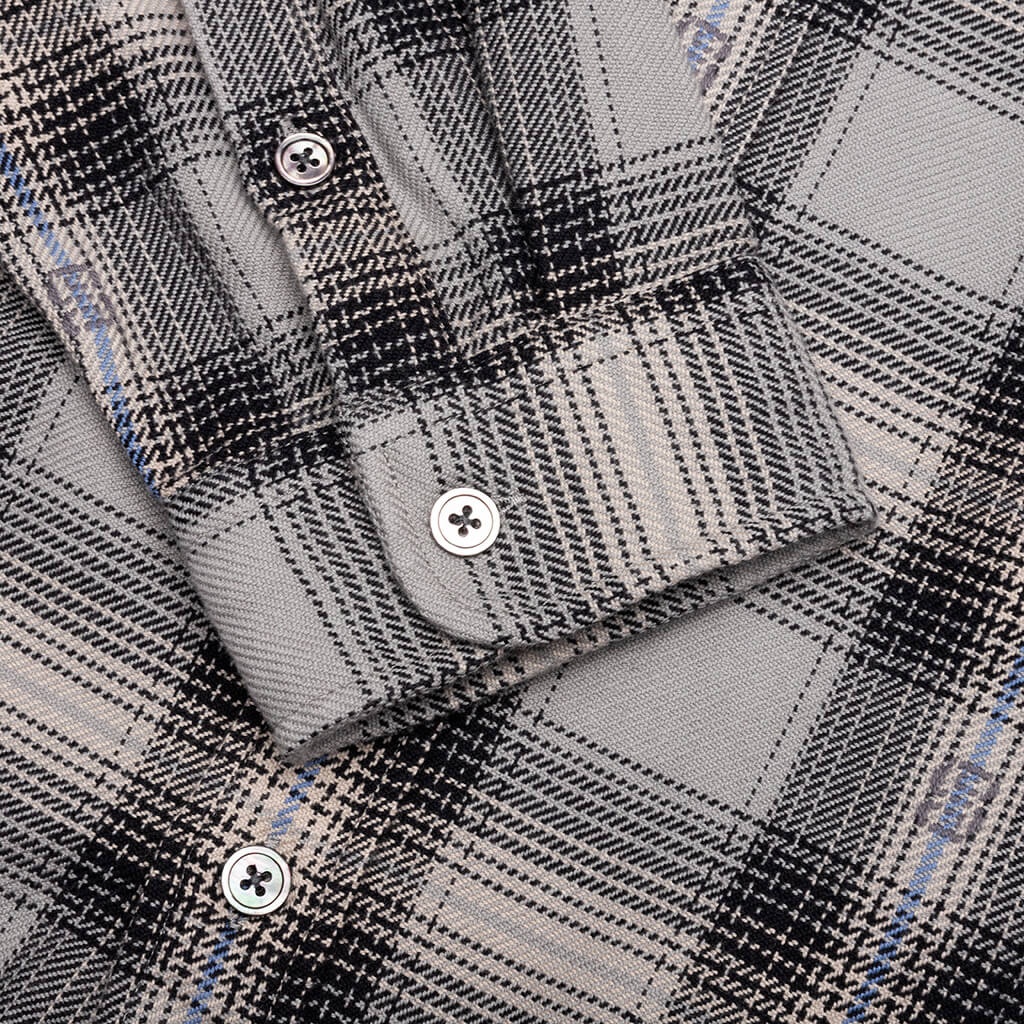 MOTIF PLAID SHIRT - GREY - 4
