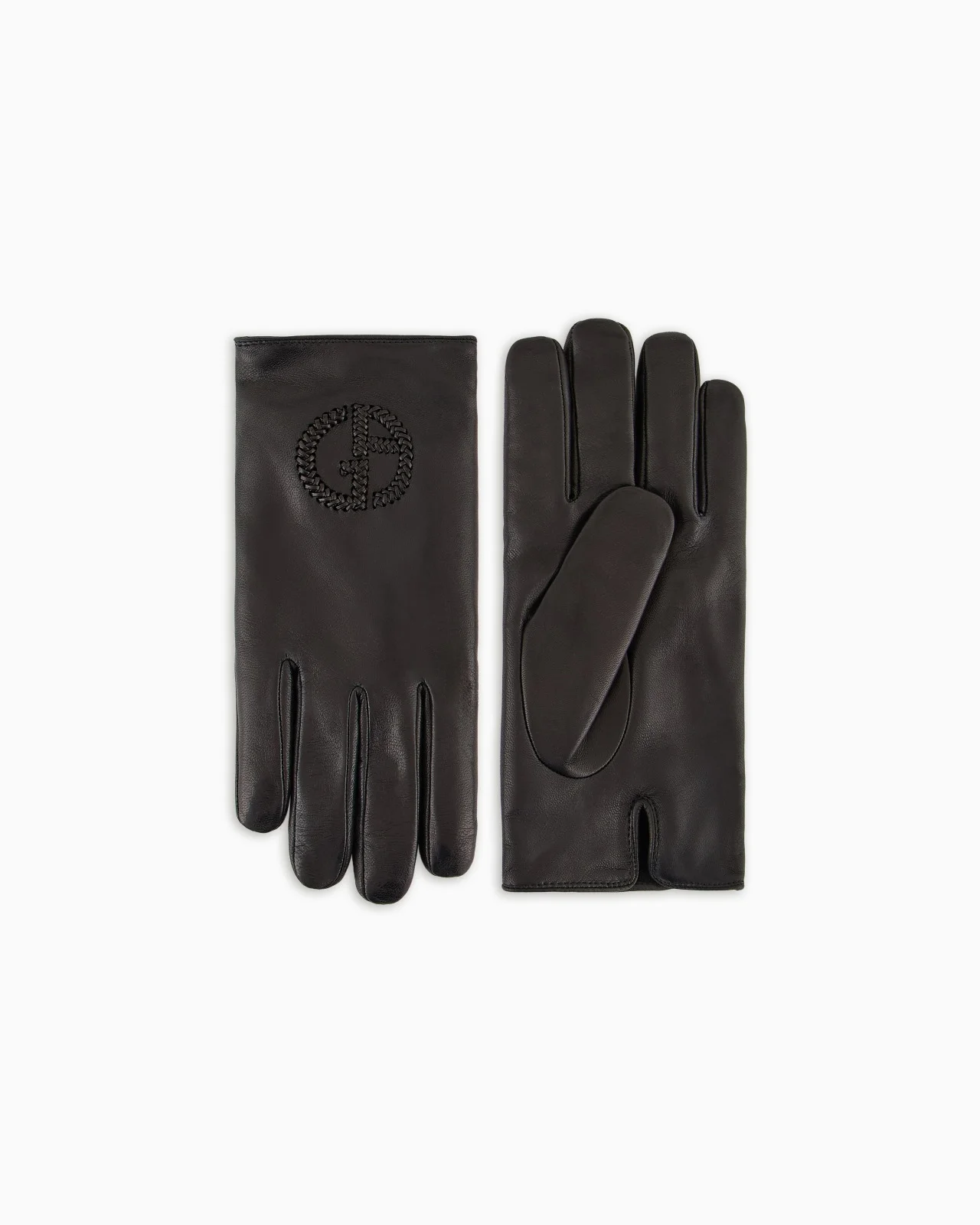 Nappa leather gloves with embroidered logo - 1