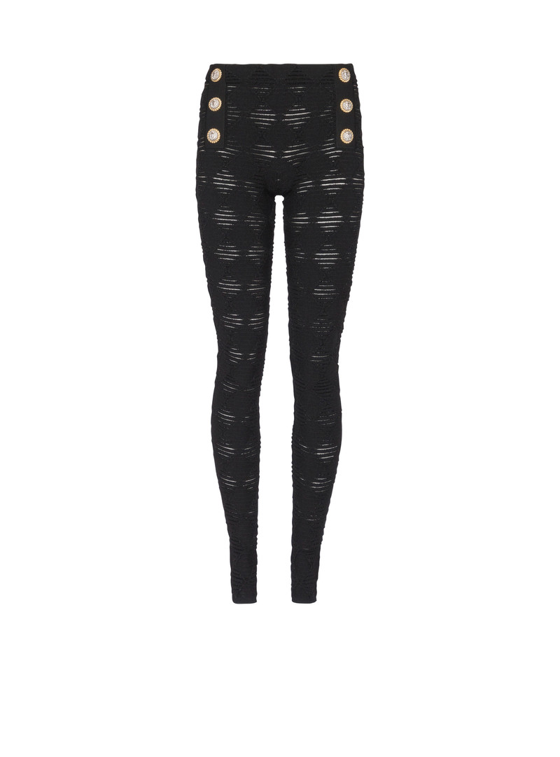 Diamond knit leggings with 6 buttons 1