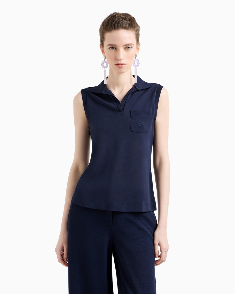 EMPORIO ARMANI ICON MICRO PIQUÉ CRÊPE JERSEY TOP outlook