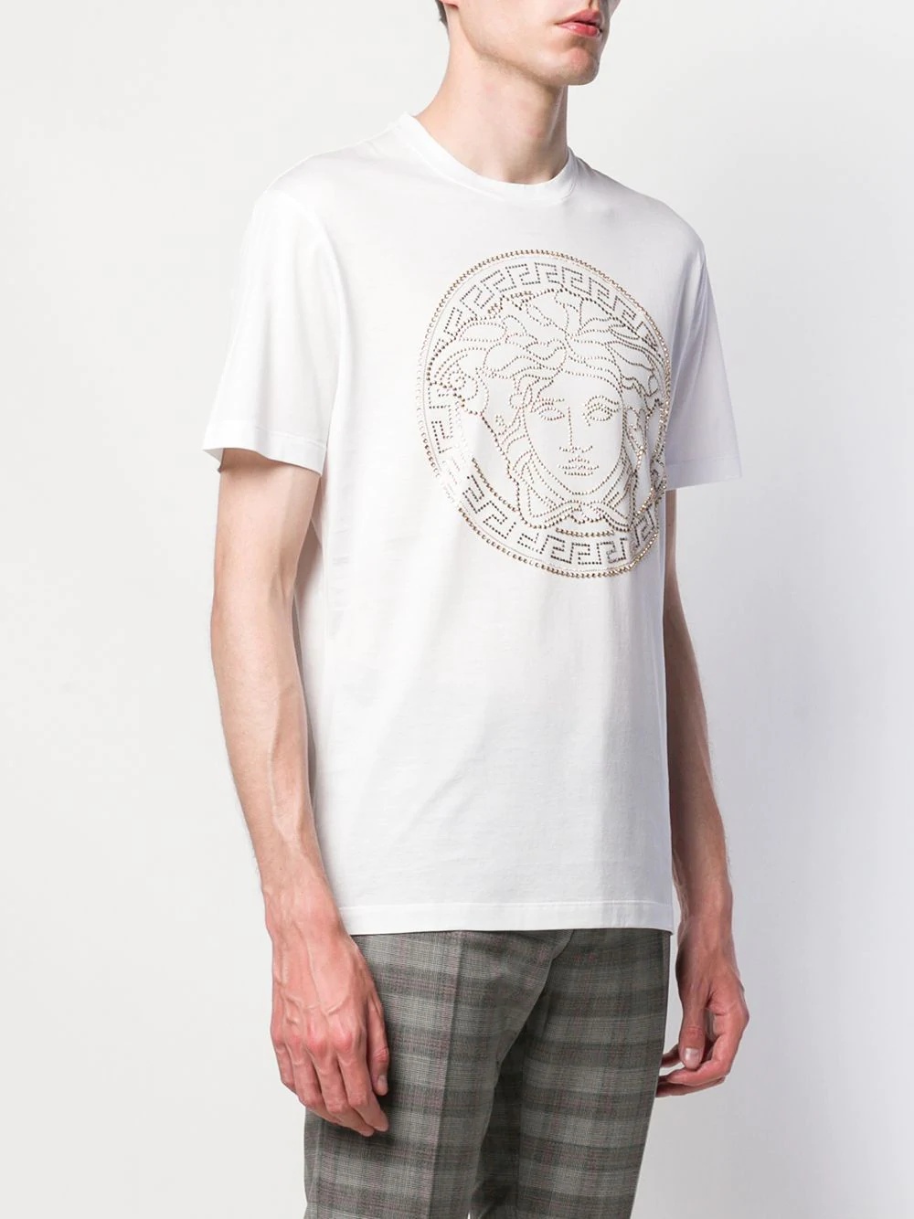 Medusa motif studded T-shirt - 3