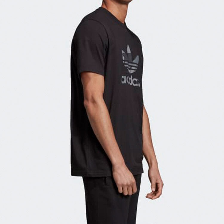 Men's adidas Logo Printing Short Sleeve Black T-Shirt ED6959 - 5