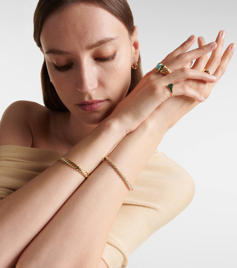 DAVID YURMAN Sculpted Cable Flex 18kt gold bracelet with diamonds outlook