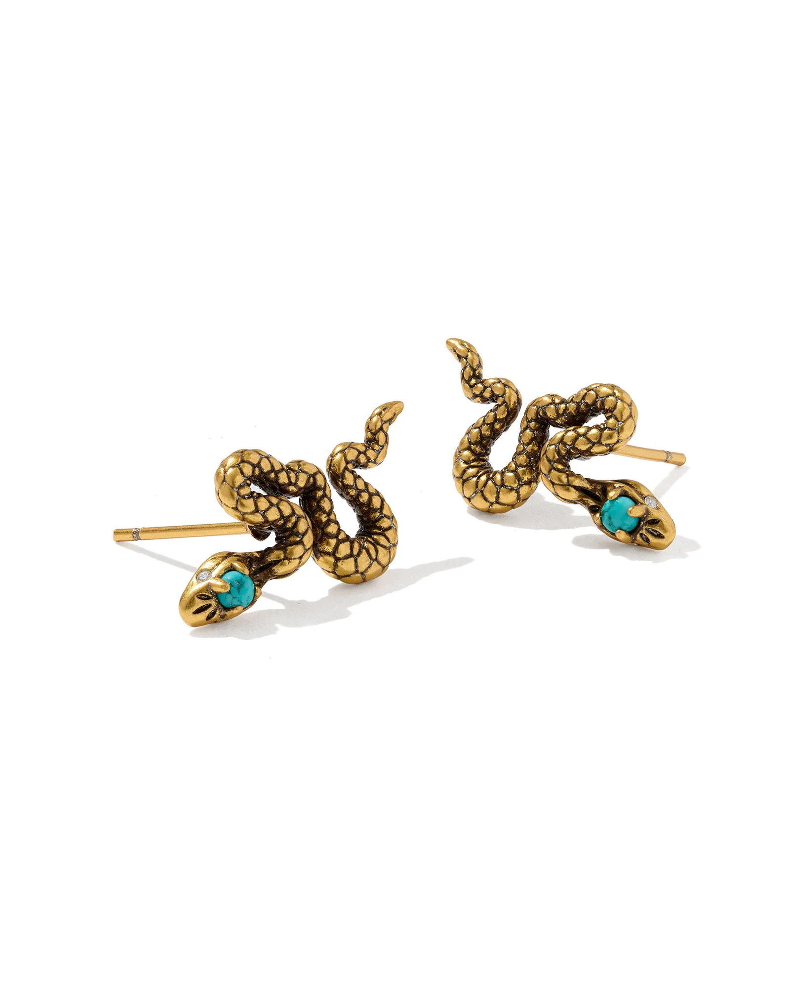 Snake Vintage Gold Stud Earrings - 1
