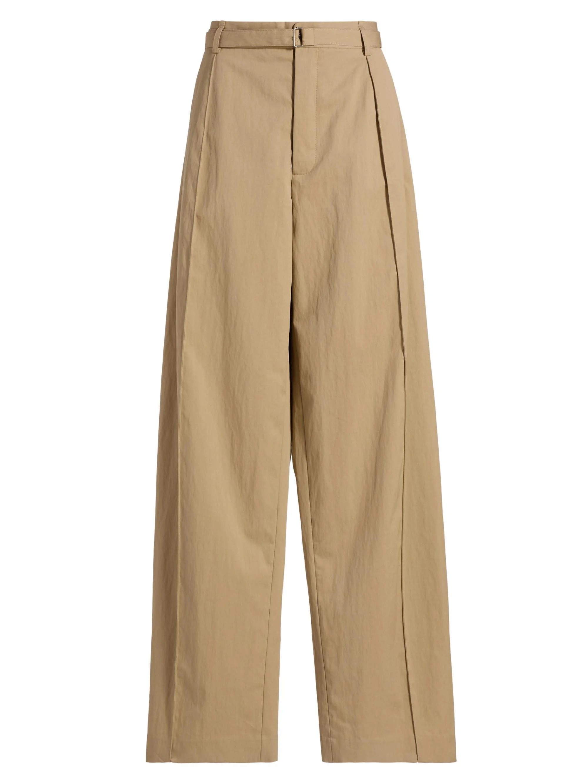 Women's Pleated tton-Blend Wide-Leg Pants - Camel - 1