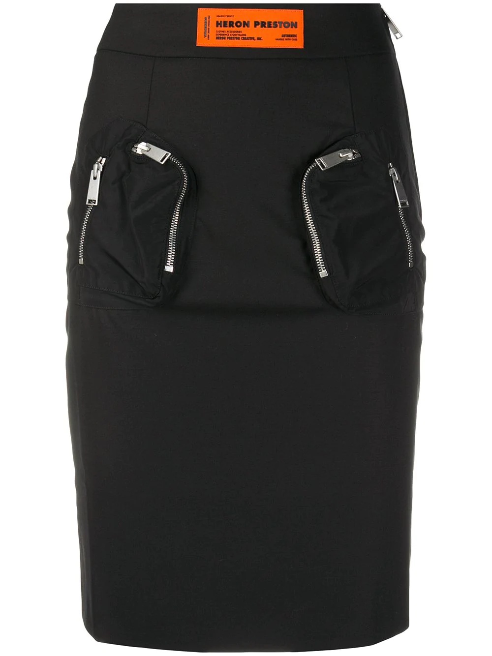 front-zip pockets high-waisted skirt - 1