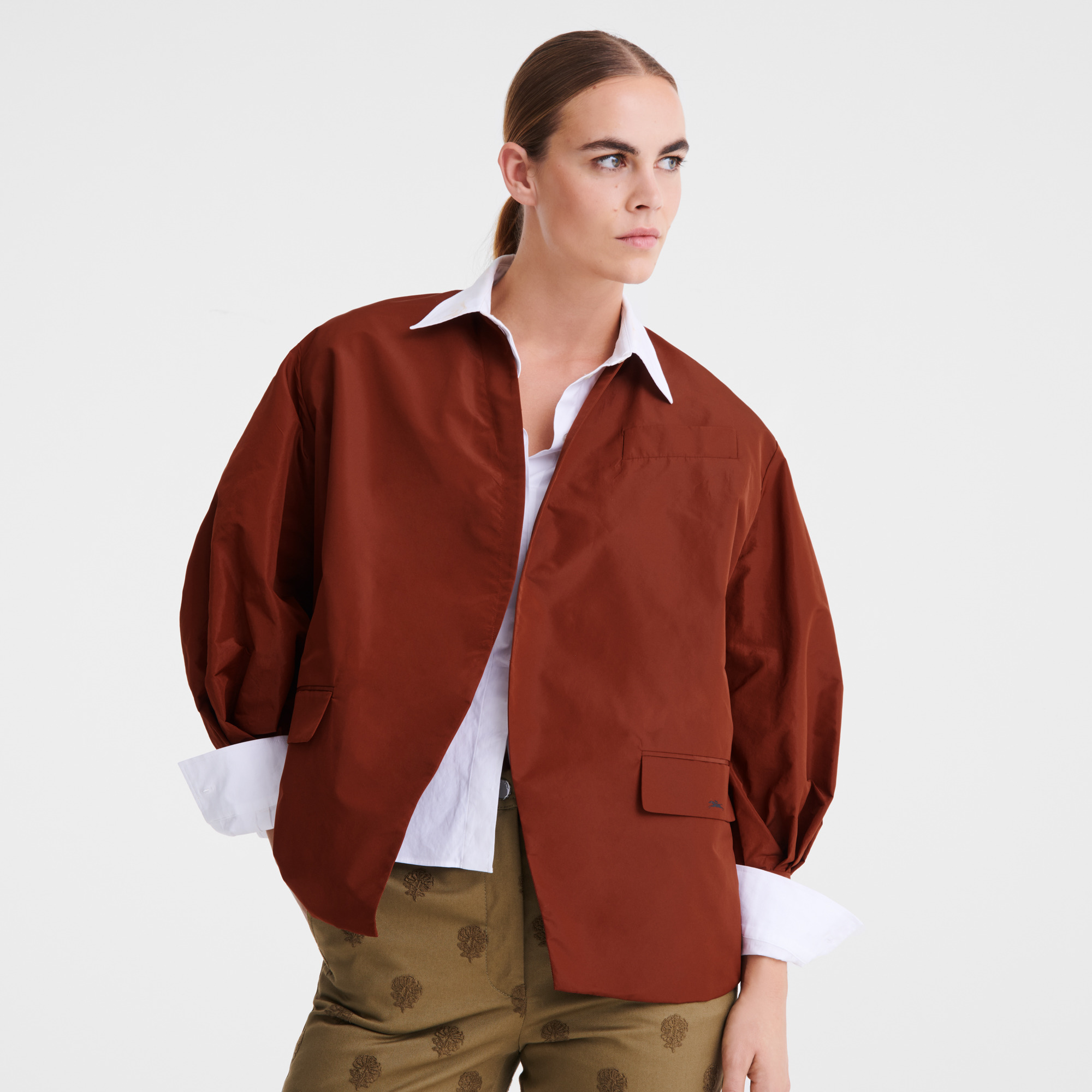 Kimono jacket Chestnut - Technical taffeta - 5
