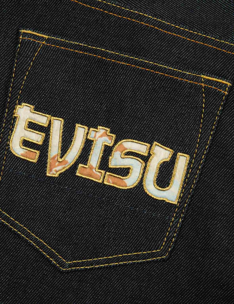 KAMON AND LOGO APPLIQUÉ DENIM JOGGER PANTS 9