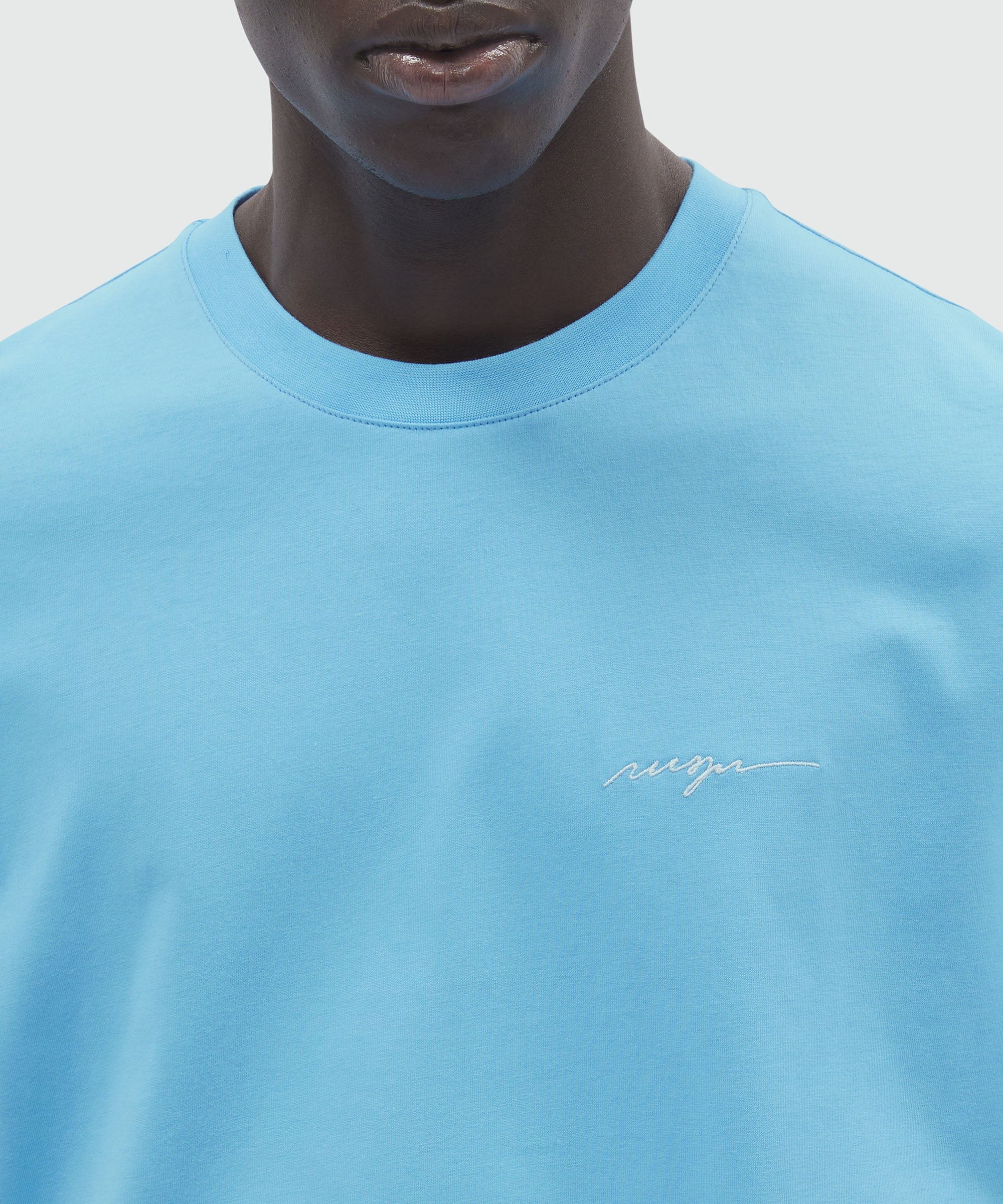 Light blue jersey T-Shirt and embroidered logo - 5