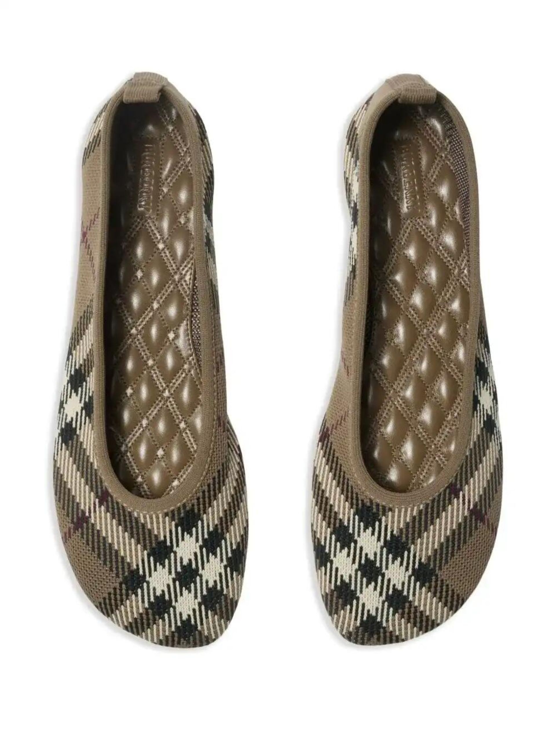Checked Knitted Ballet Flats - 4