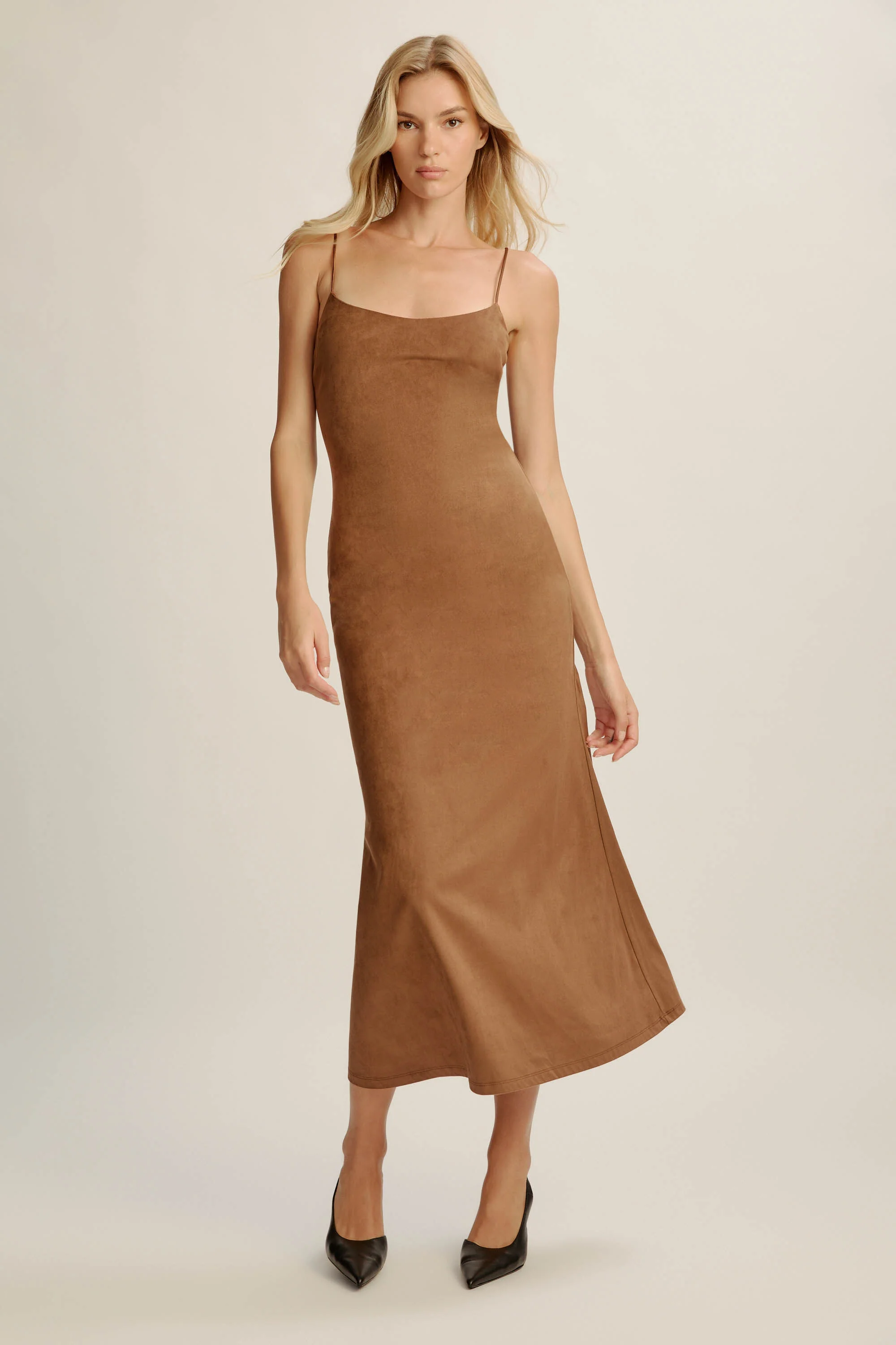 Nadira Vegan Suede Dress In Chocolate - 1