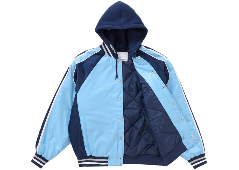 Supreme Supreme Hooded Stadium Jacket Blue outlook