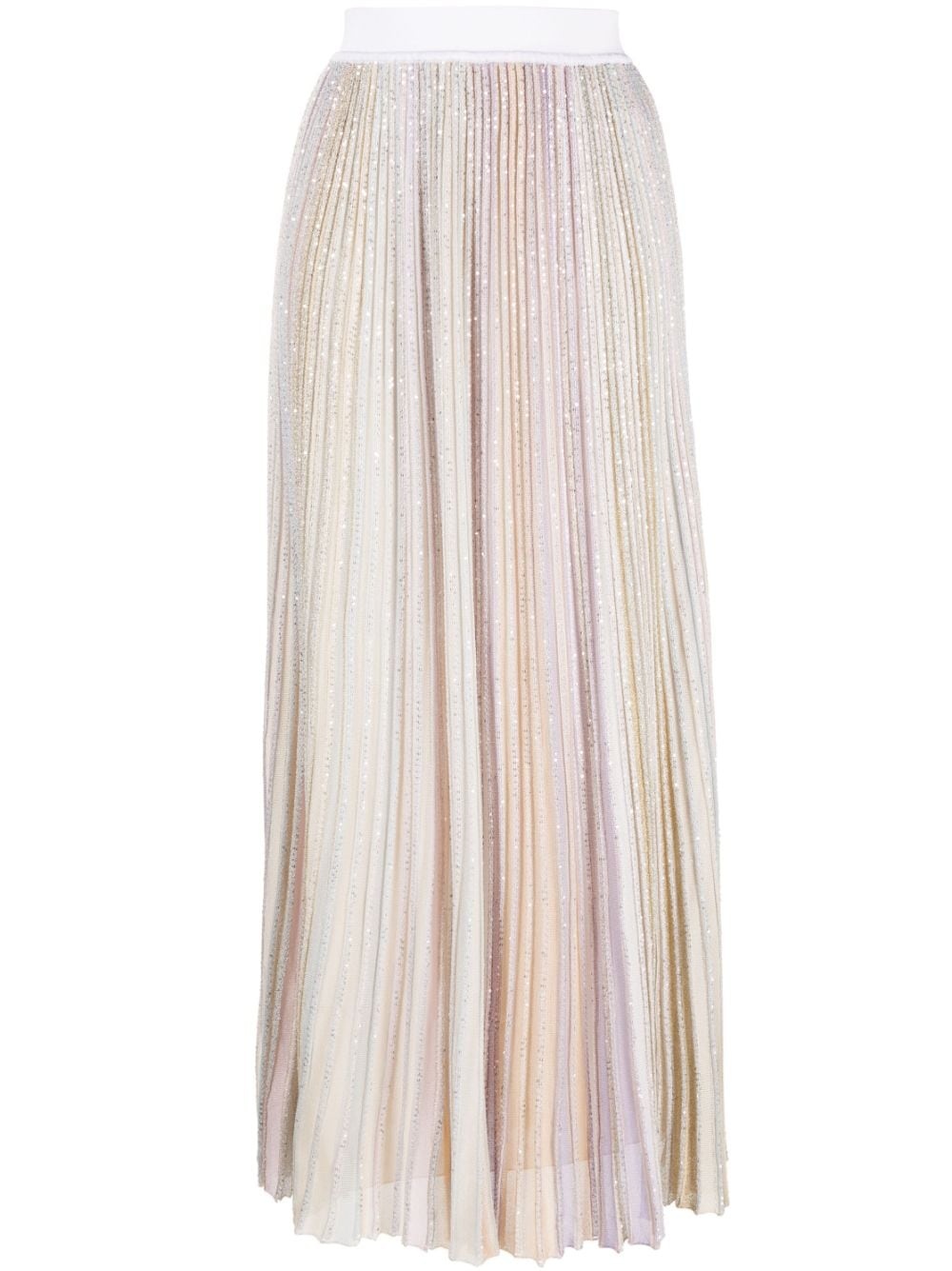stripe-pattern plissé midi skirt - 1