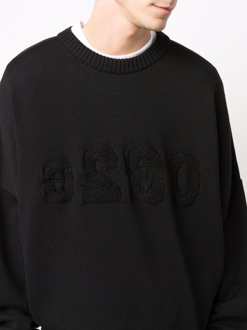 logo-embroidered knitted jumper - 5