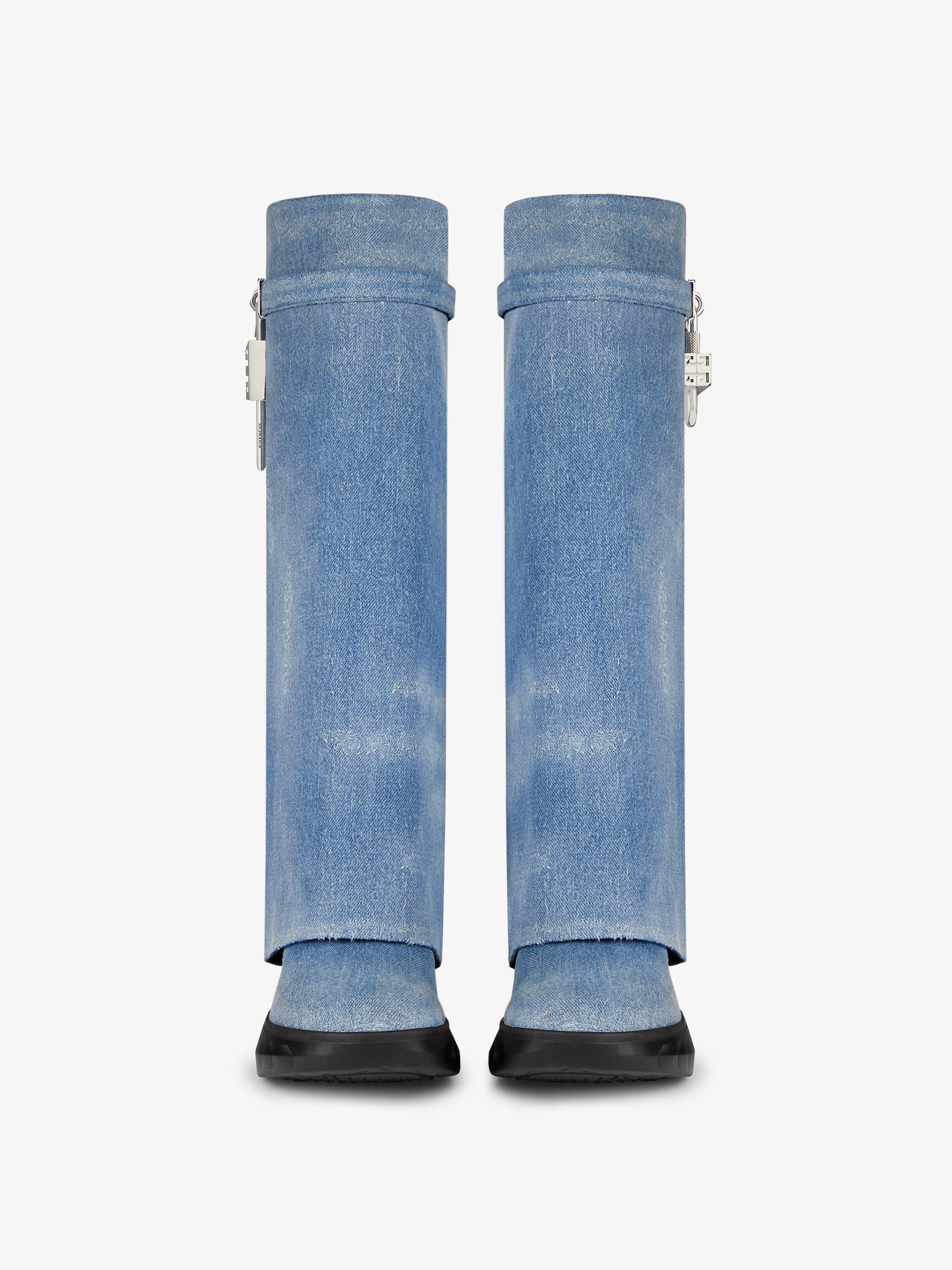 SHARK LOCK BIKER BOOTS IN DENIM - 3