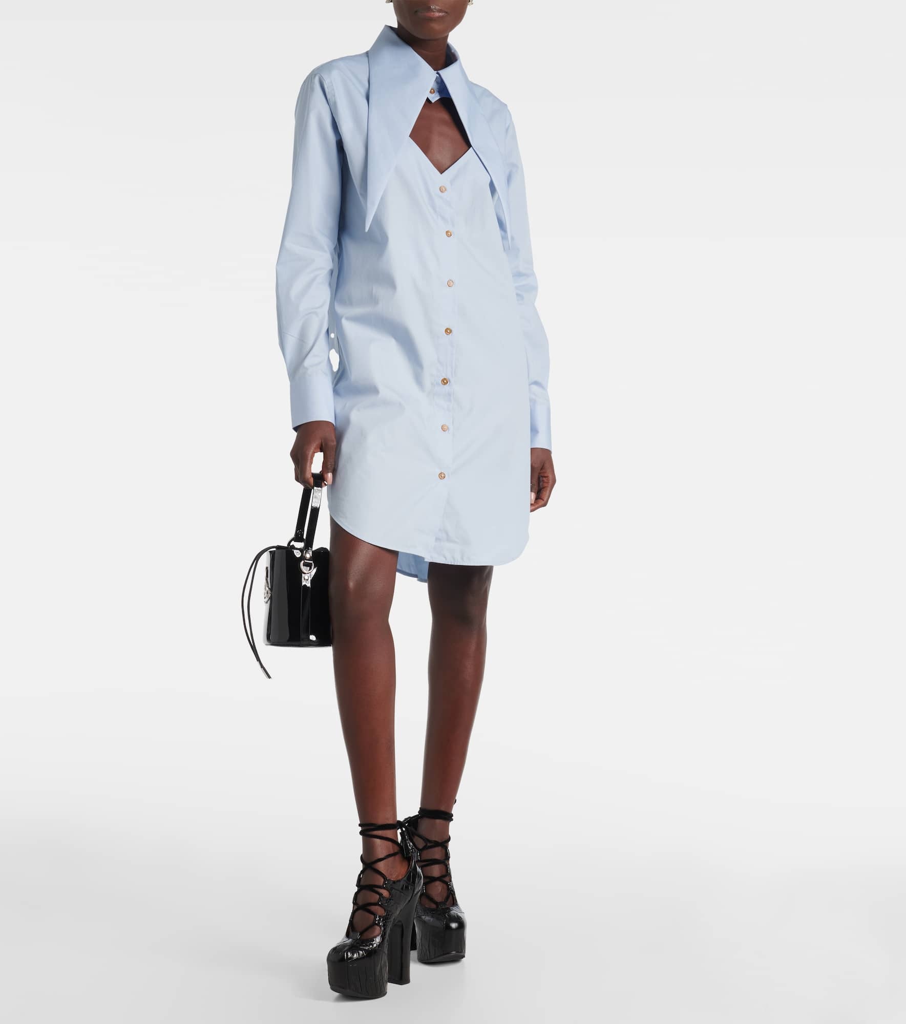 Heart cutout cotton shirt dress - 2