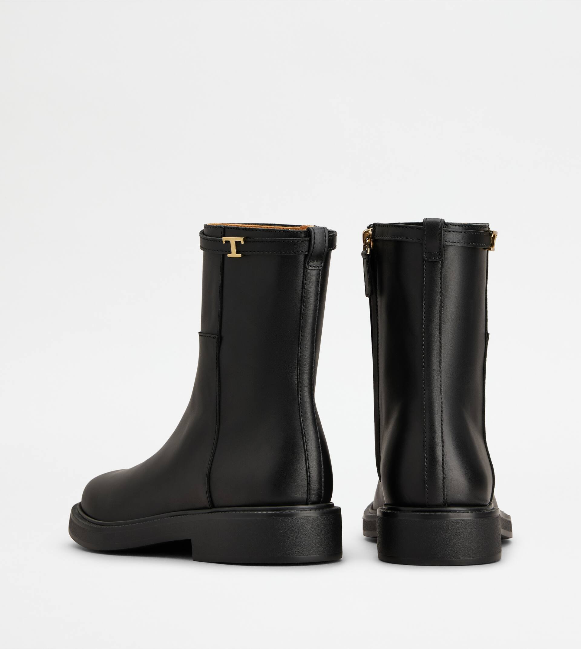 ANKLE BOOTS IN LEATHER - BLACK - 3