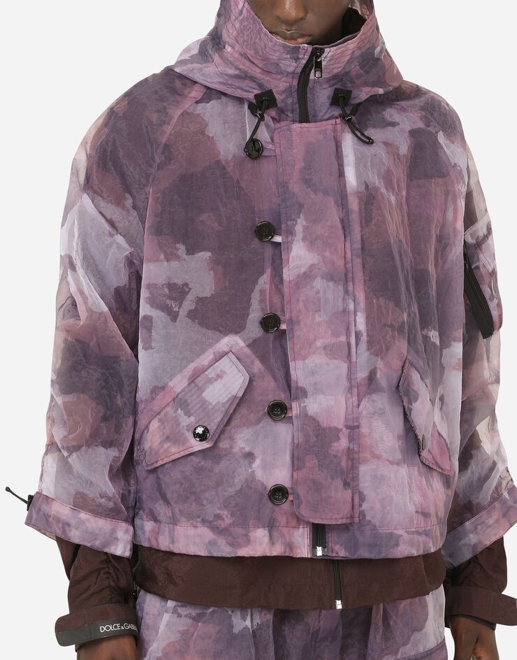 Camouflage-print organza jacket with DG logo - 5