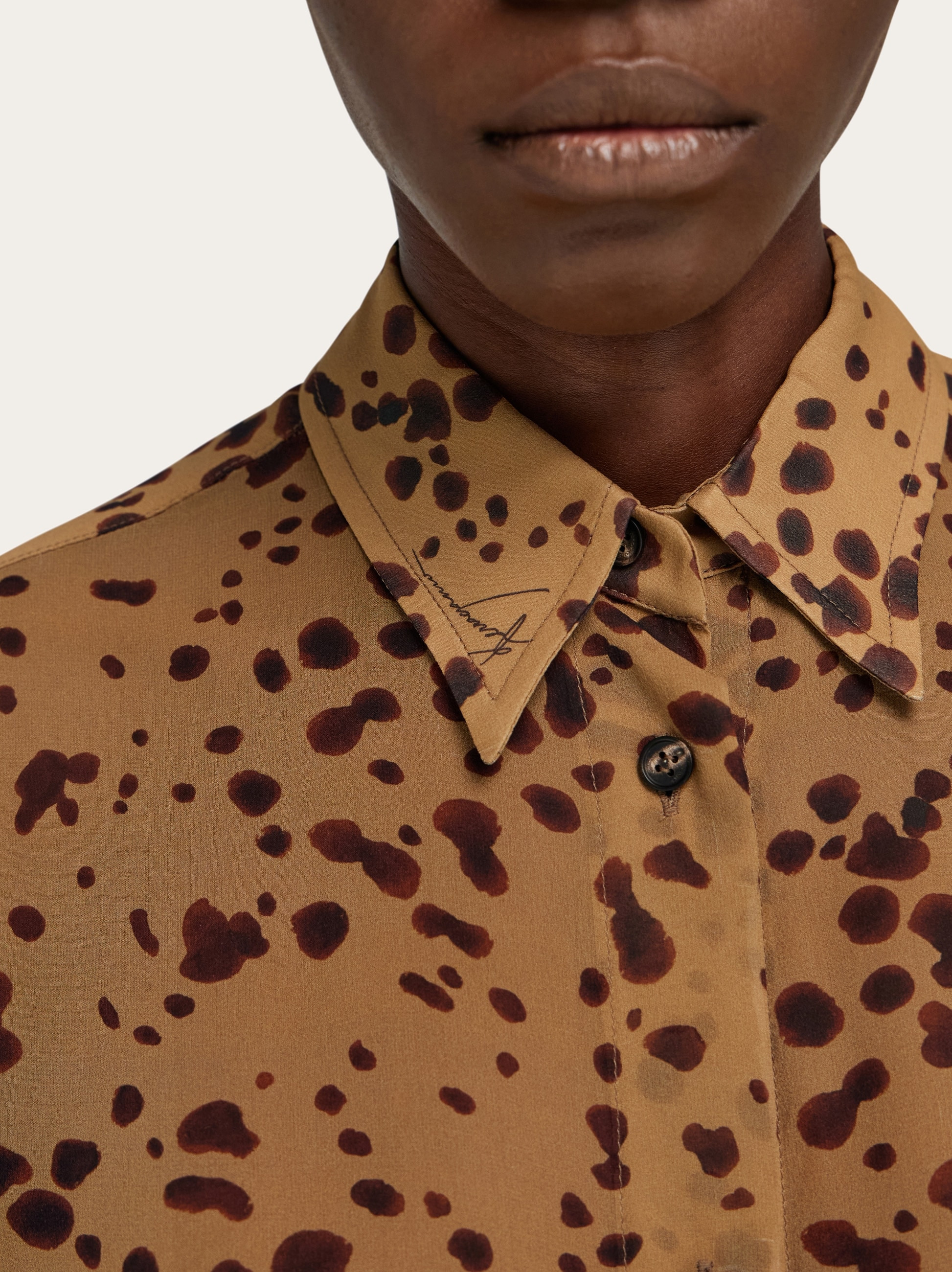 Georgette shirt with orchid print - 5