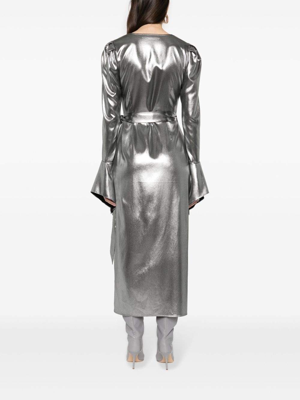 lamÃ© wrap midi dress - 4