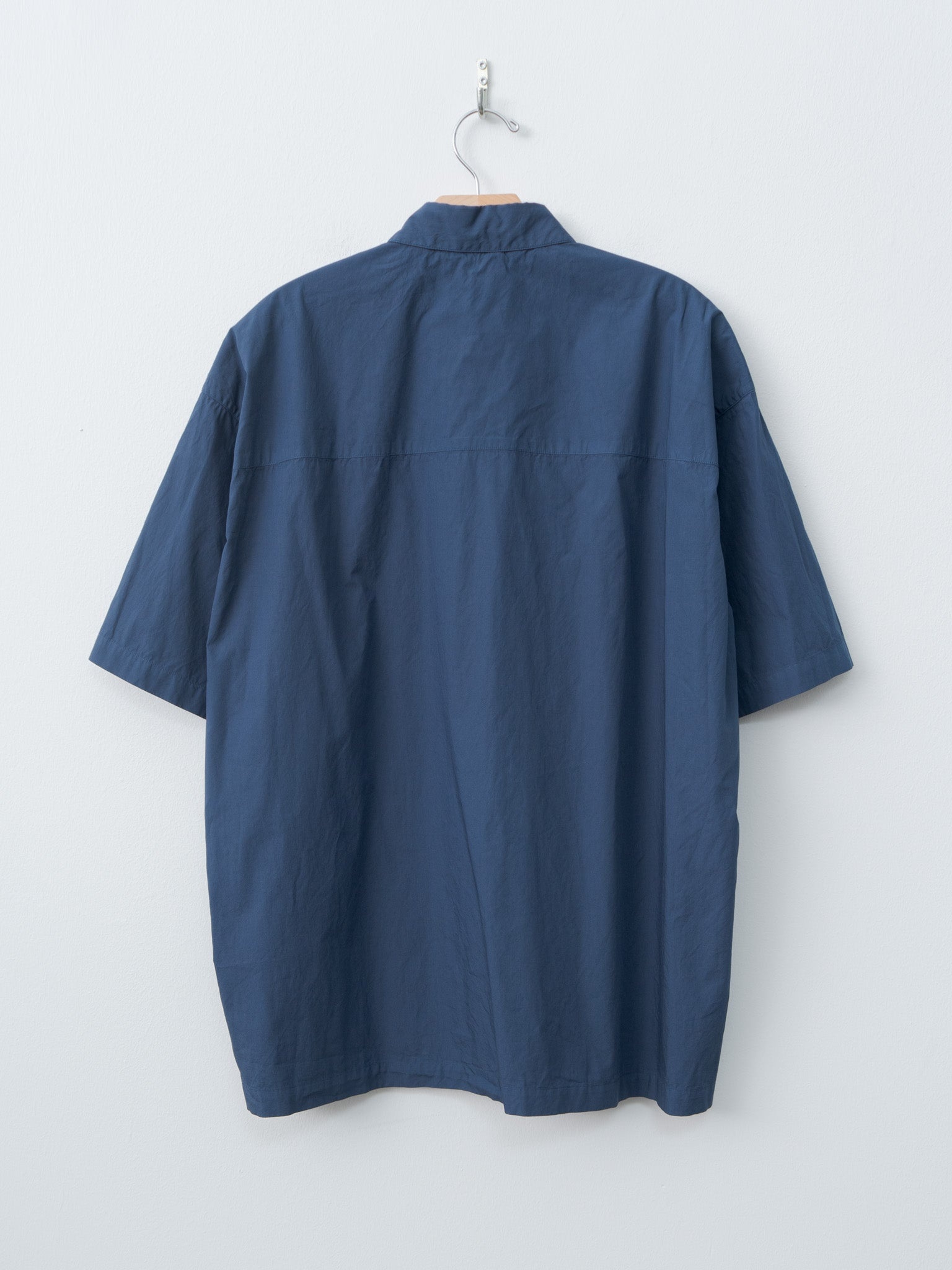 Cotton Lawn Oversized Short Sleeve Shirt - Navy - 7